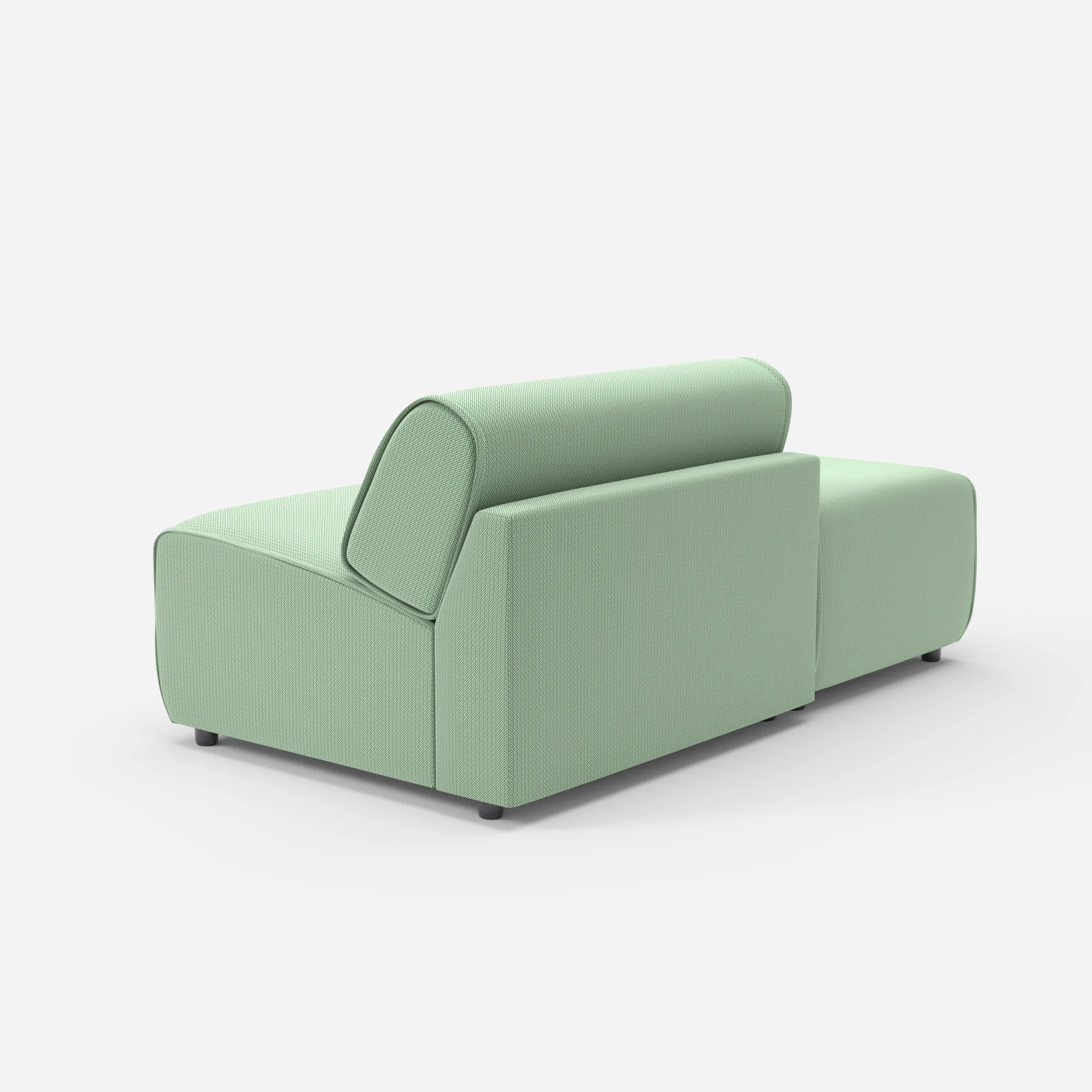 1 Sitzer Sofa Belleform mit offener Seite ohne Armlehne 1 credoaloe in Hellgrün von hinten