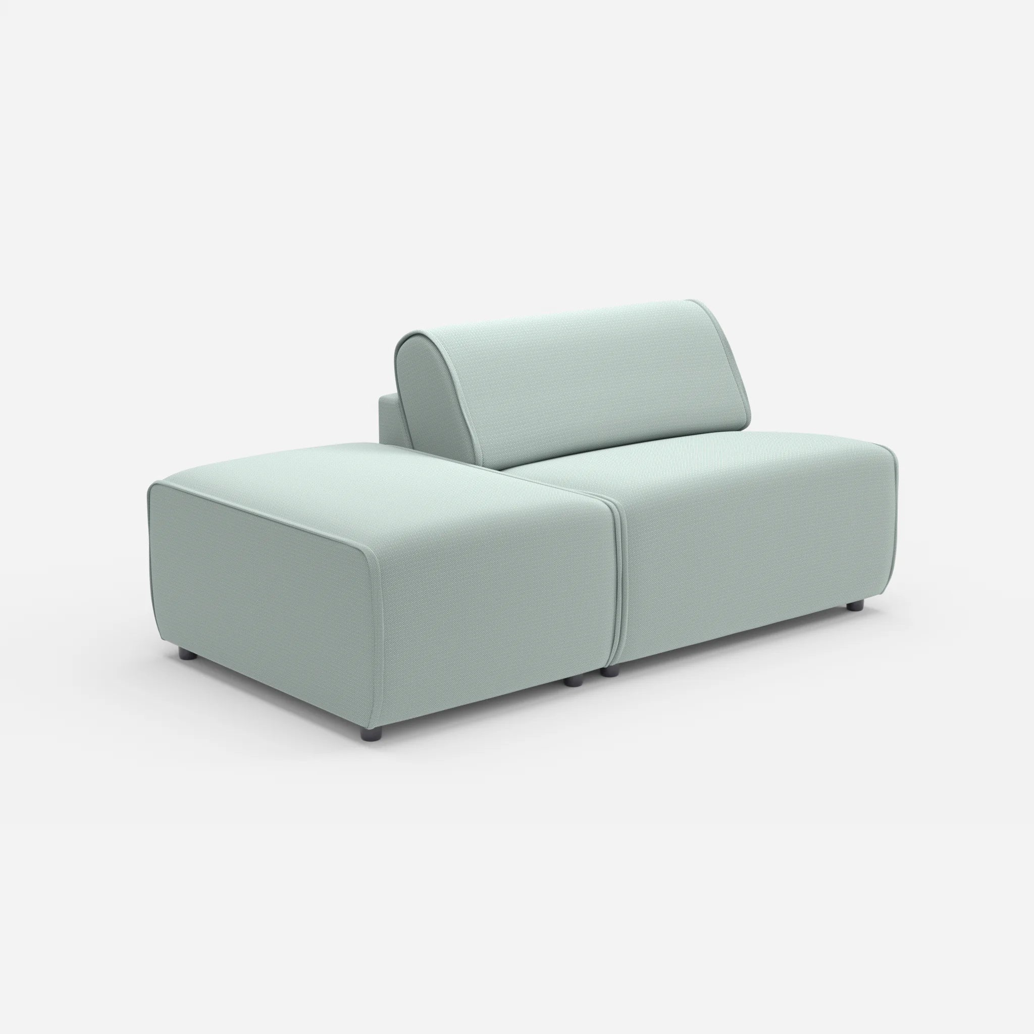 1 Sitzer Sofa Belleform mit offener Seite ohne Armlehne 1 credolake in Graublau von der Seite
