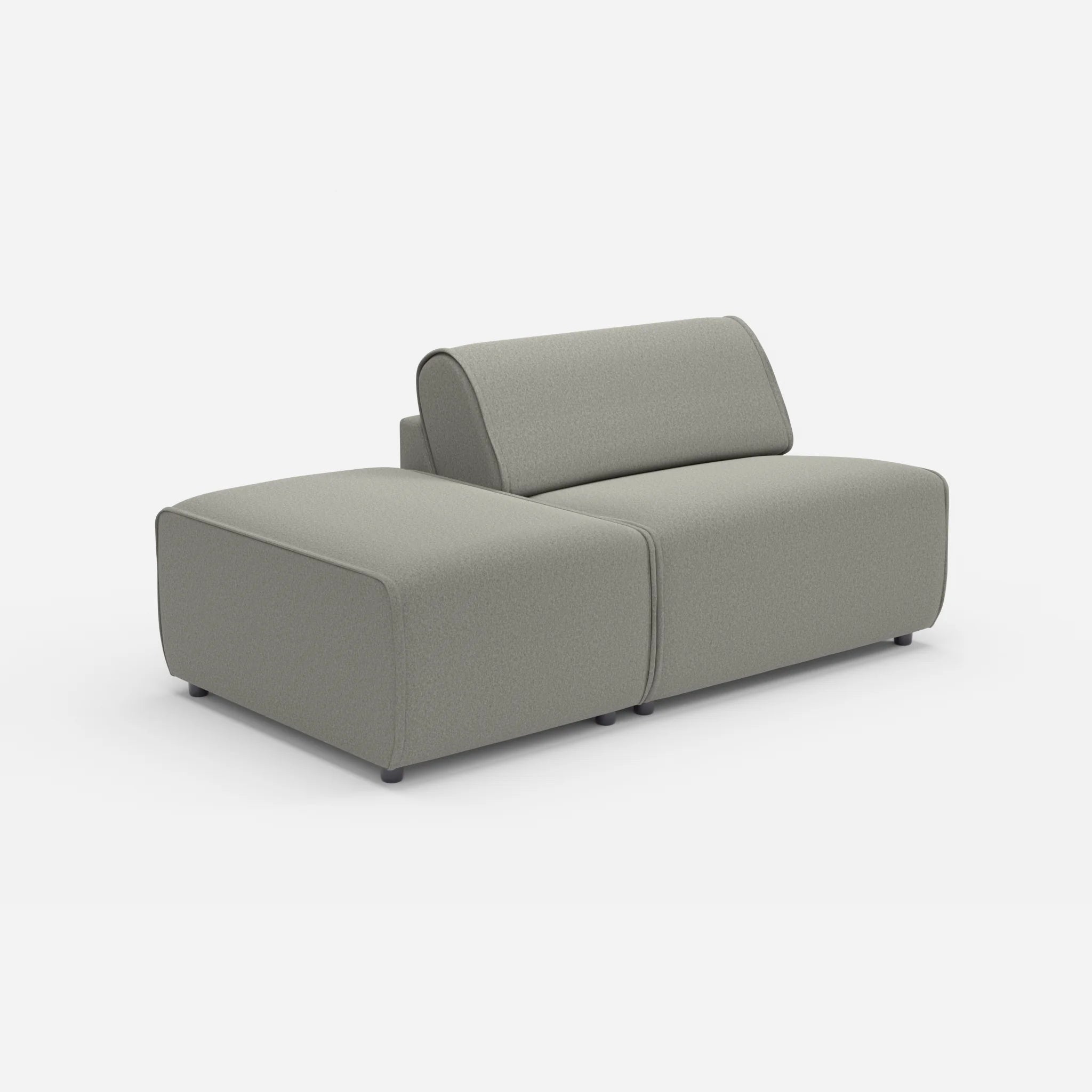 1 Sitzer Sofa Belleform mit offener Seite ohne Armlehne 1 dama0003 in Mittelgrau von der Seite