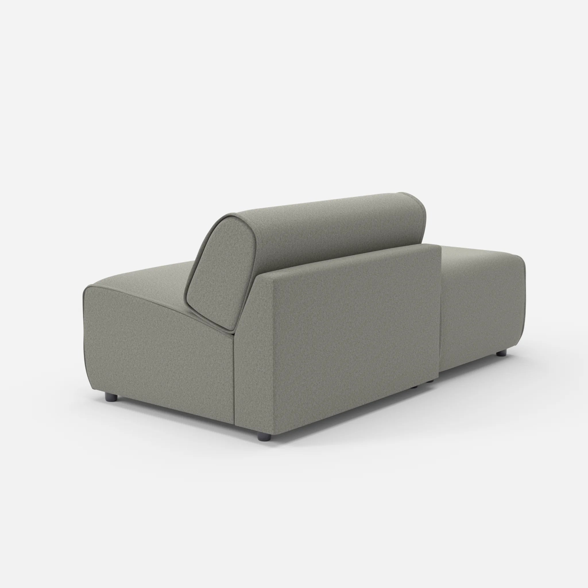 1 Sitzer Sofa Belleform mit offener Seite ohne Armlehne 1 dama0003 in Mittelgrau von hinten
