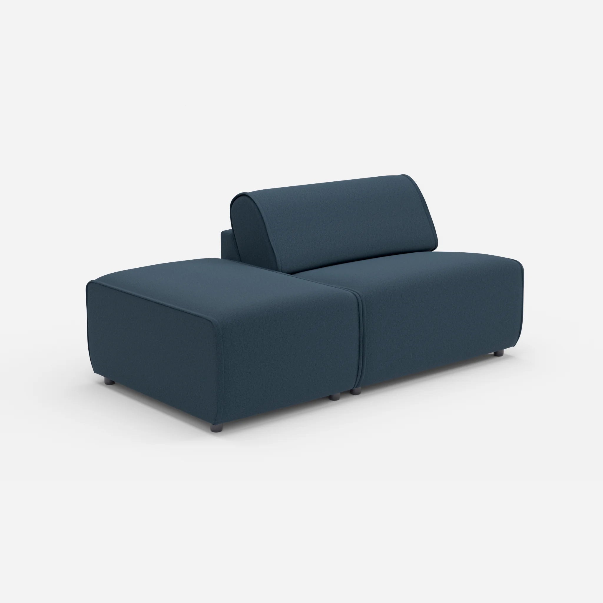 1 Sitzer Sofa Belleform mit offener Seite ohne Armlehne 1 dama0014 in Dunkelblau von der Seite