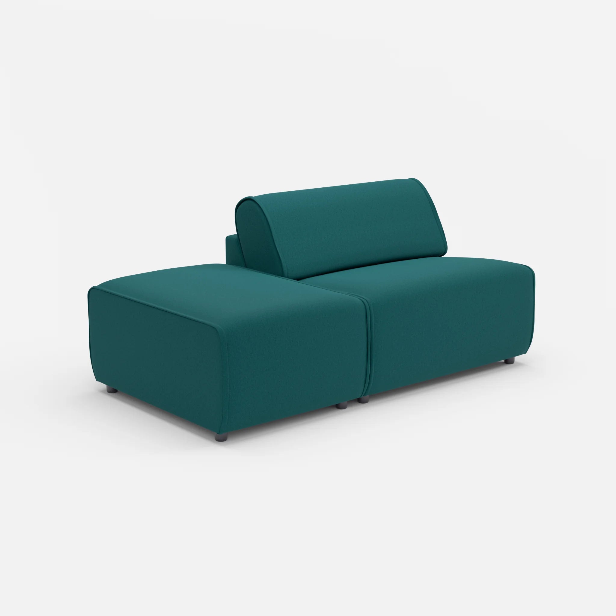 1 Sitzer Sofa Belleform mit offener Seite ohne Armlehne 1 dama0018 in Türkis von der Seite