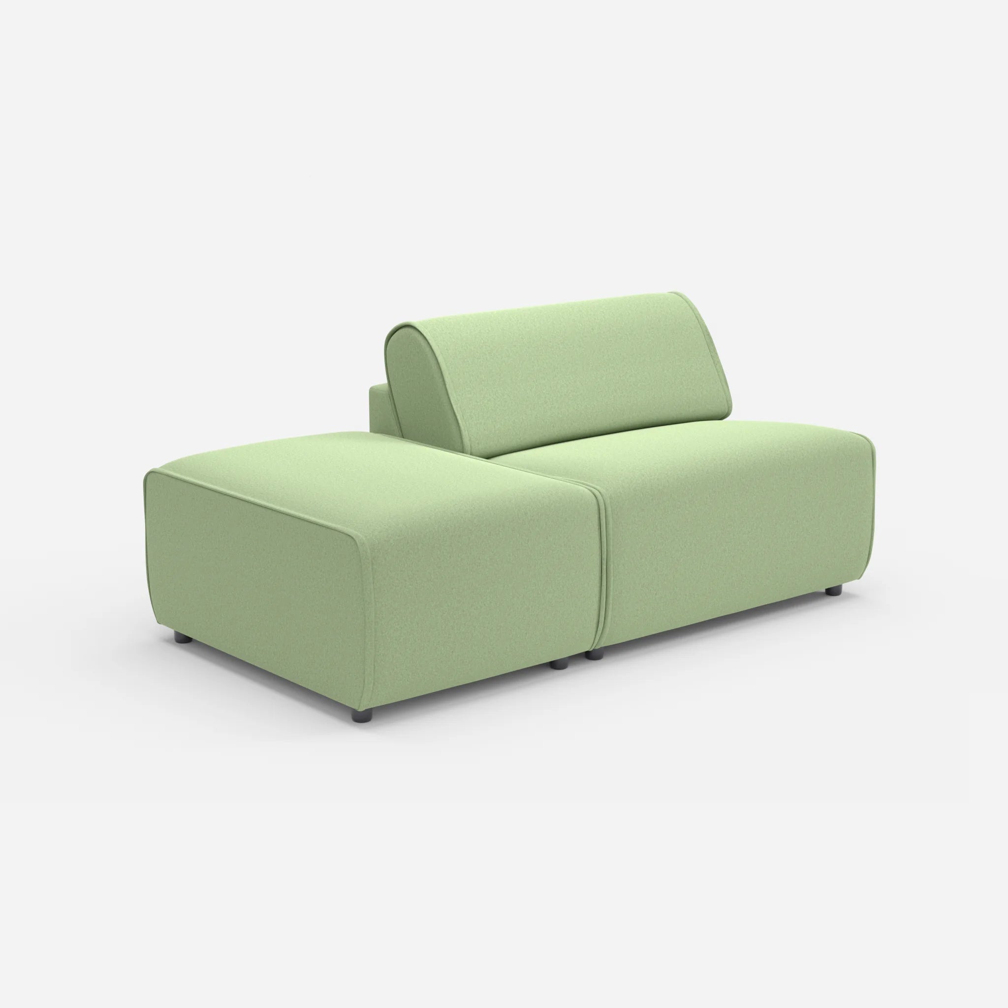 1 Sitzer Sofa Belleform mit offener Seite ohne Armlehne 1 dama0042 in Hellgrün von der Seite