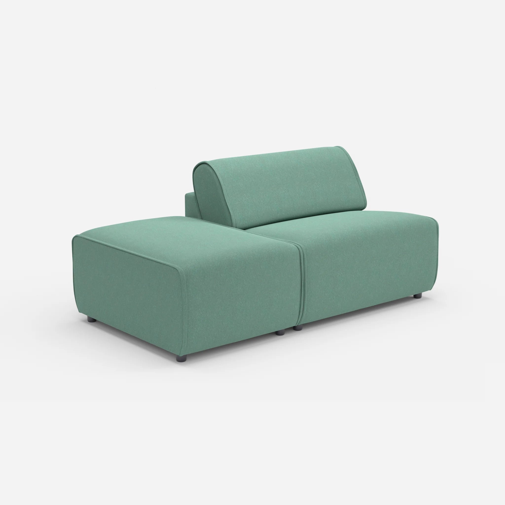 1 Sitzer Sofa Belleform mit offener Seite ohne Armlehne 1 dama0045 in Türkis von der Seite