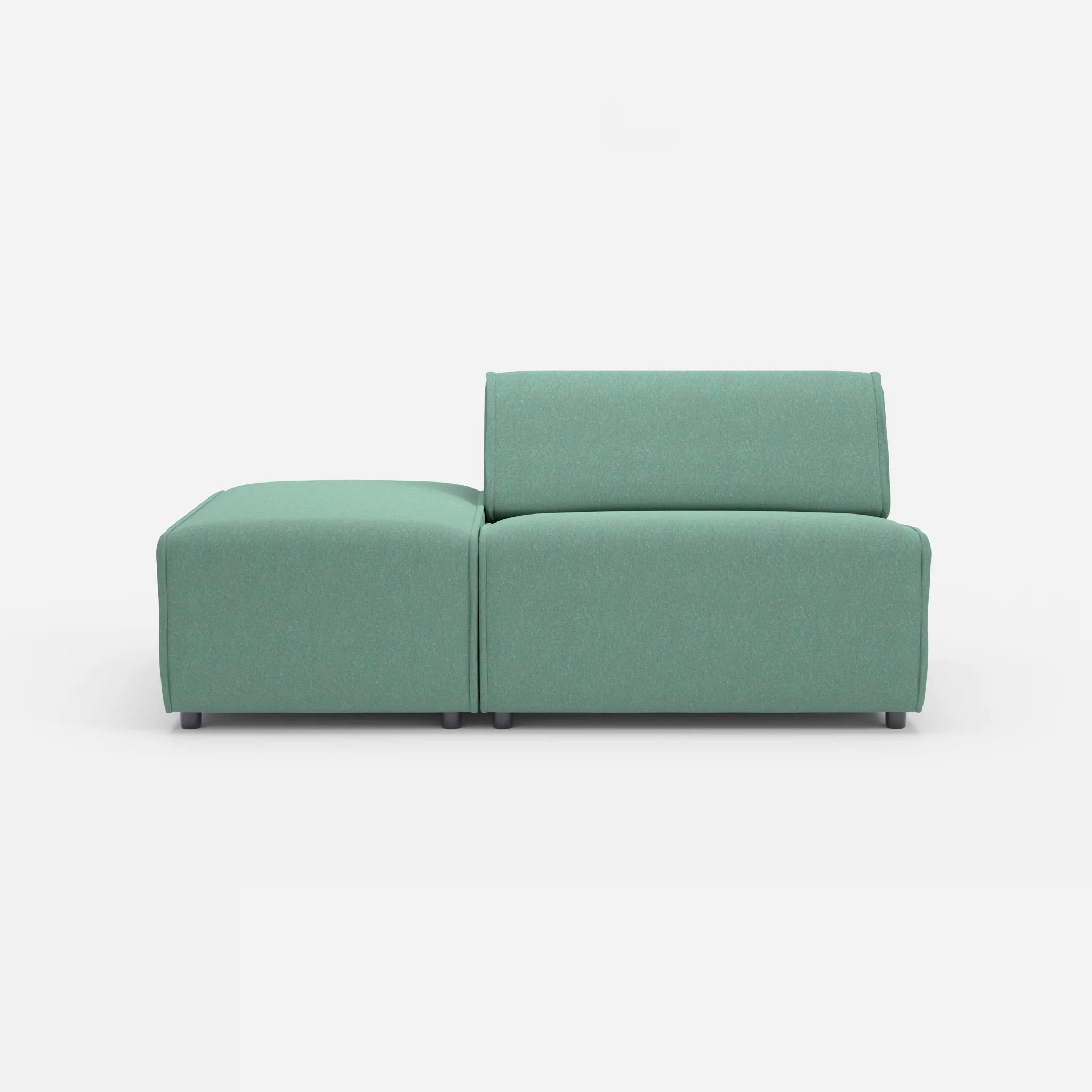 1 Sitzer Sofa Belleform mit offener Seite ohne Armlehne 1 dama0045 in Türkis von vorne