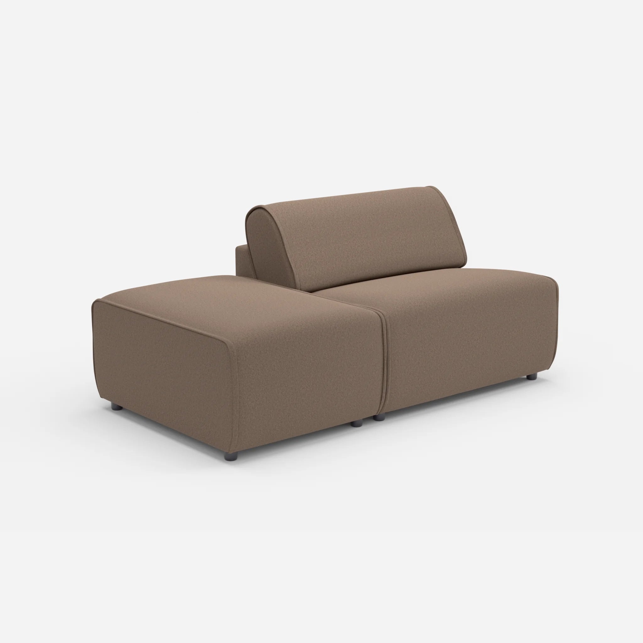 1 Sitzer Sofa Belleform mit offener Seite ohne Armlehne 1 dama0051 in Braun von der Seite