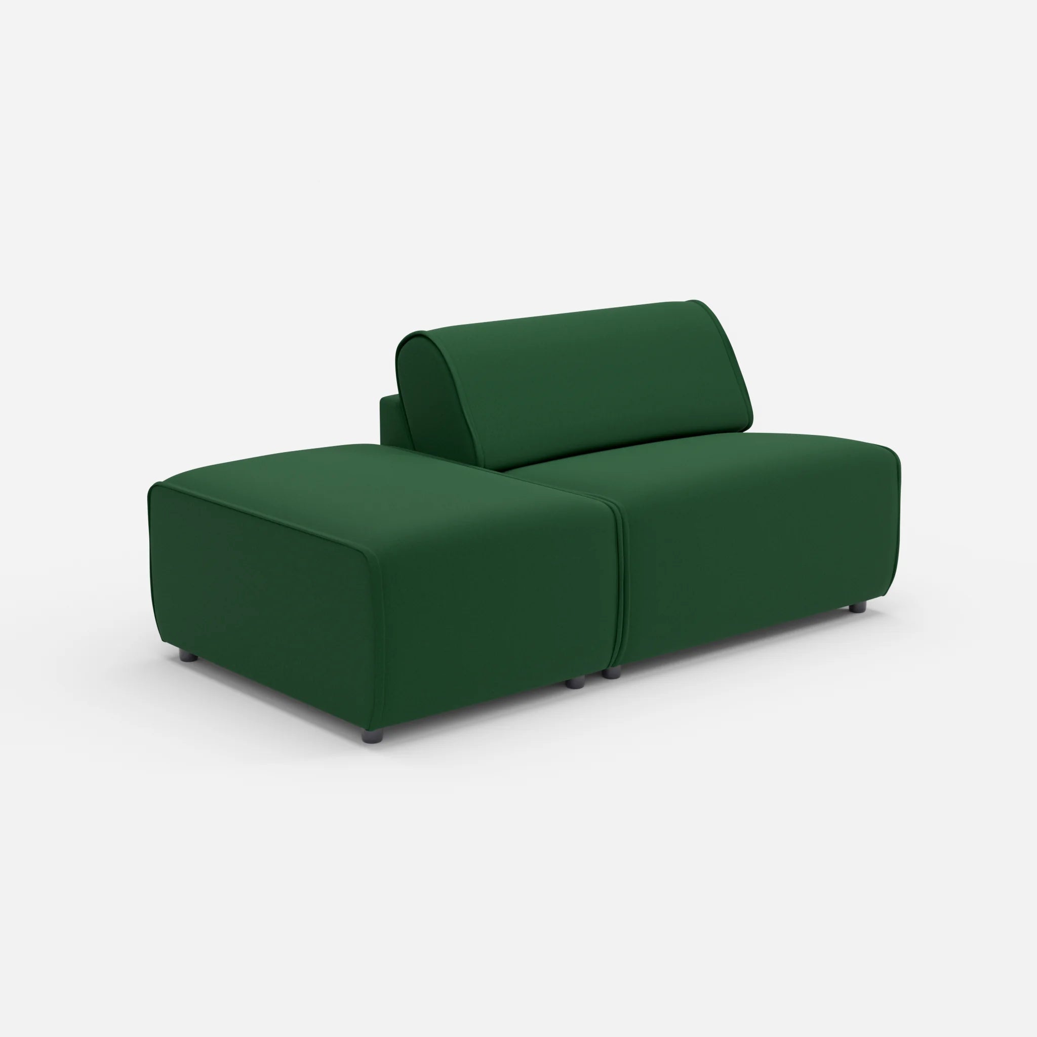 1 Sitzer Sofa Belleform mit offener Seite ohne Armlehne 1 dama0052 in Dunkelgrün von der Seite