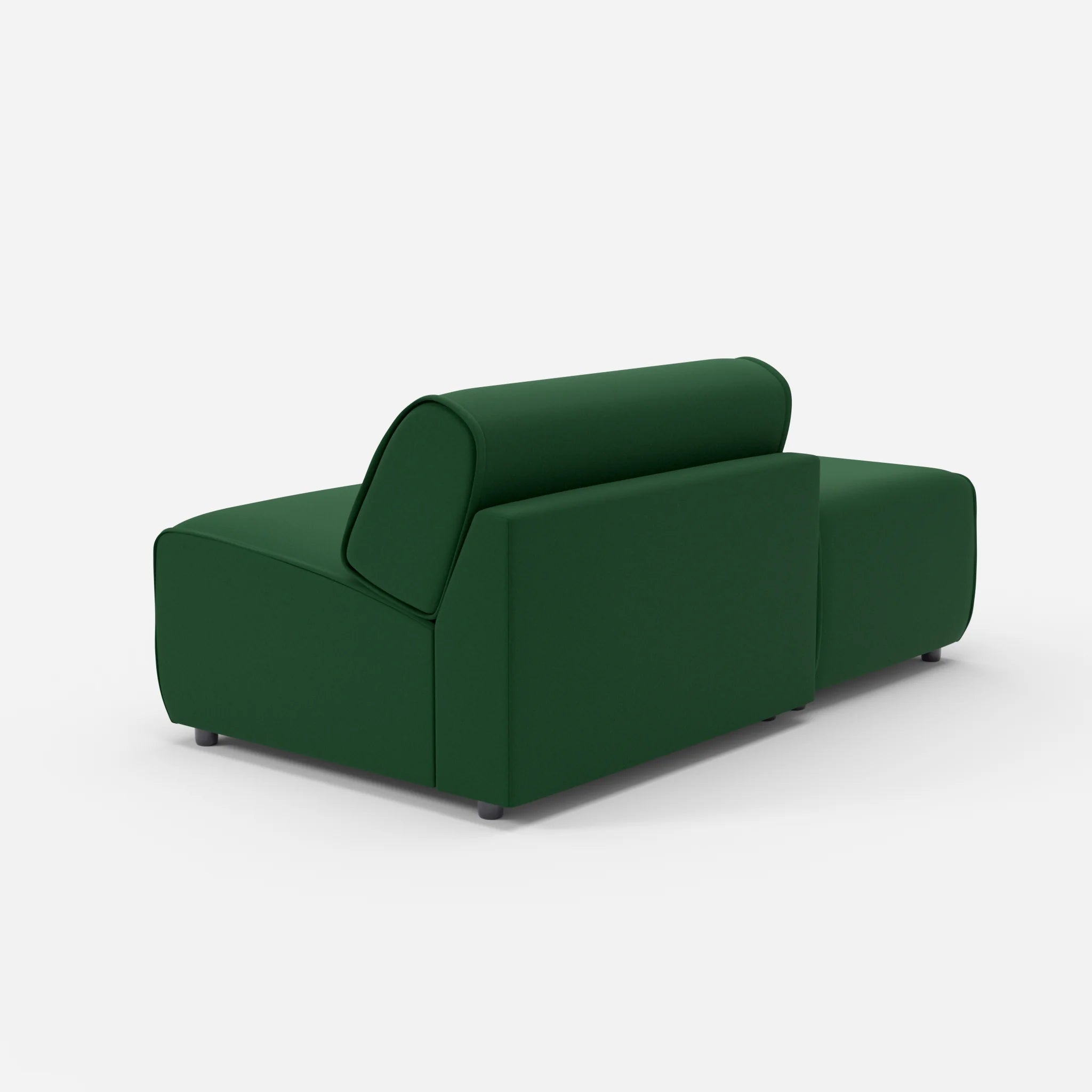 1 Sitzer Sofa Belleform mit offener Seite ohne Armlehne 1 dama0052 in Dunkelgrün von hinten
