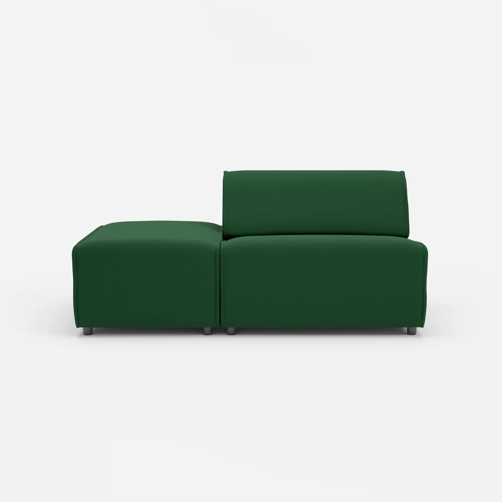 1 Sitzer Sofa Belleform mit offener Seite ohne Armlehne 1 dama0052 in Dunkelgrün von vorne