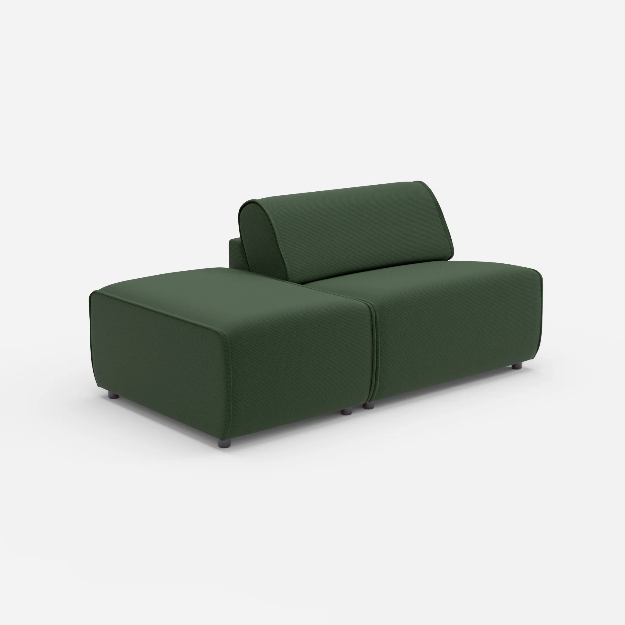 1 Sitzer Sofa Belleform mit offener Seite ohne Armlehne 1 nabucco7029 in Dunkelgrün von der Seite