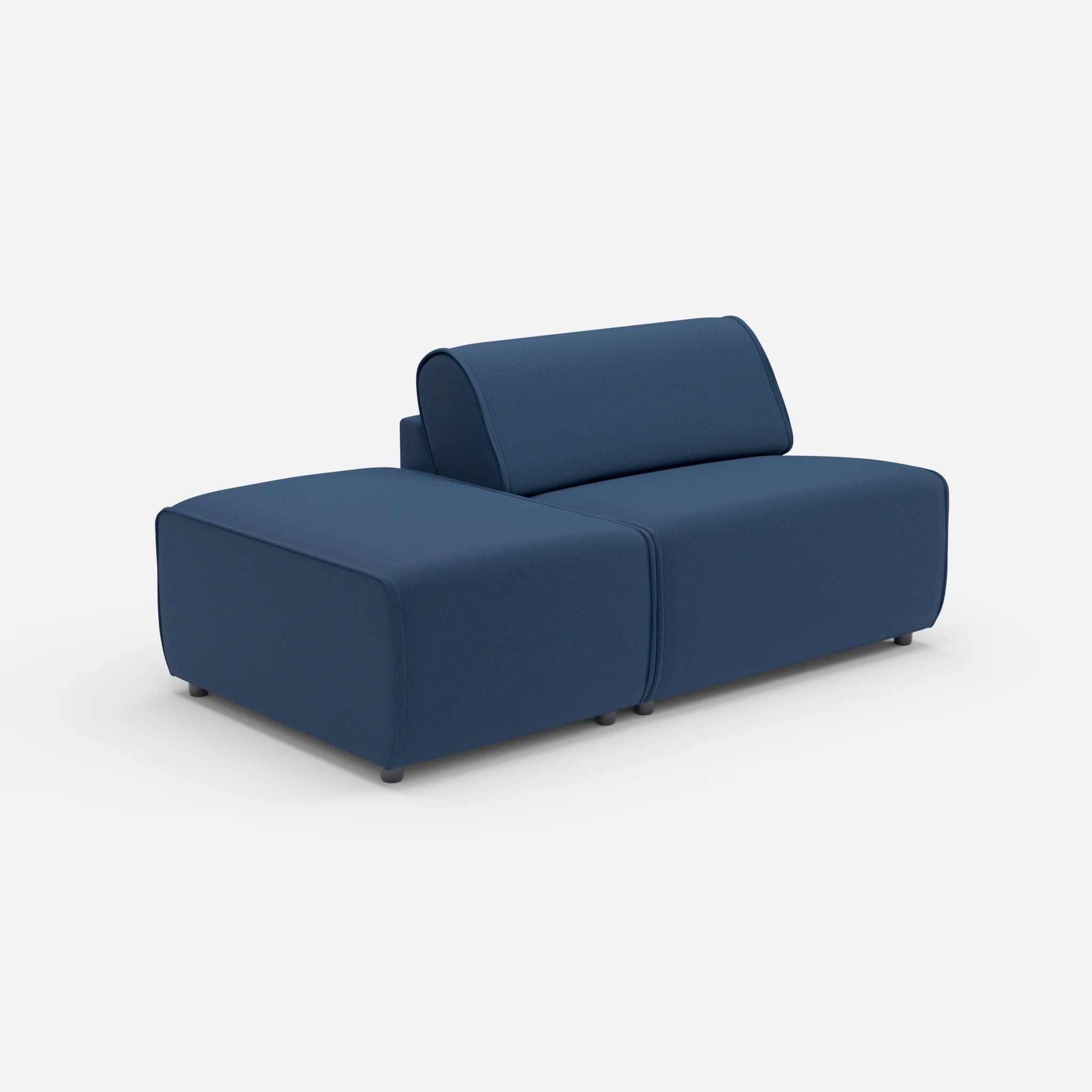 1 Sitzer Sofa Belleform mit offener Seite ohne Armlehne 1 novumamur in Navy von der Seite