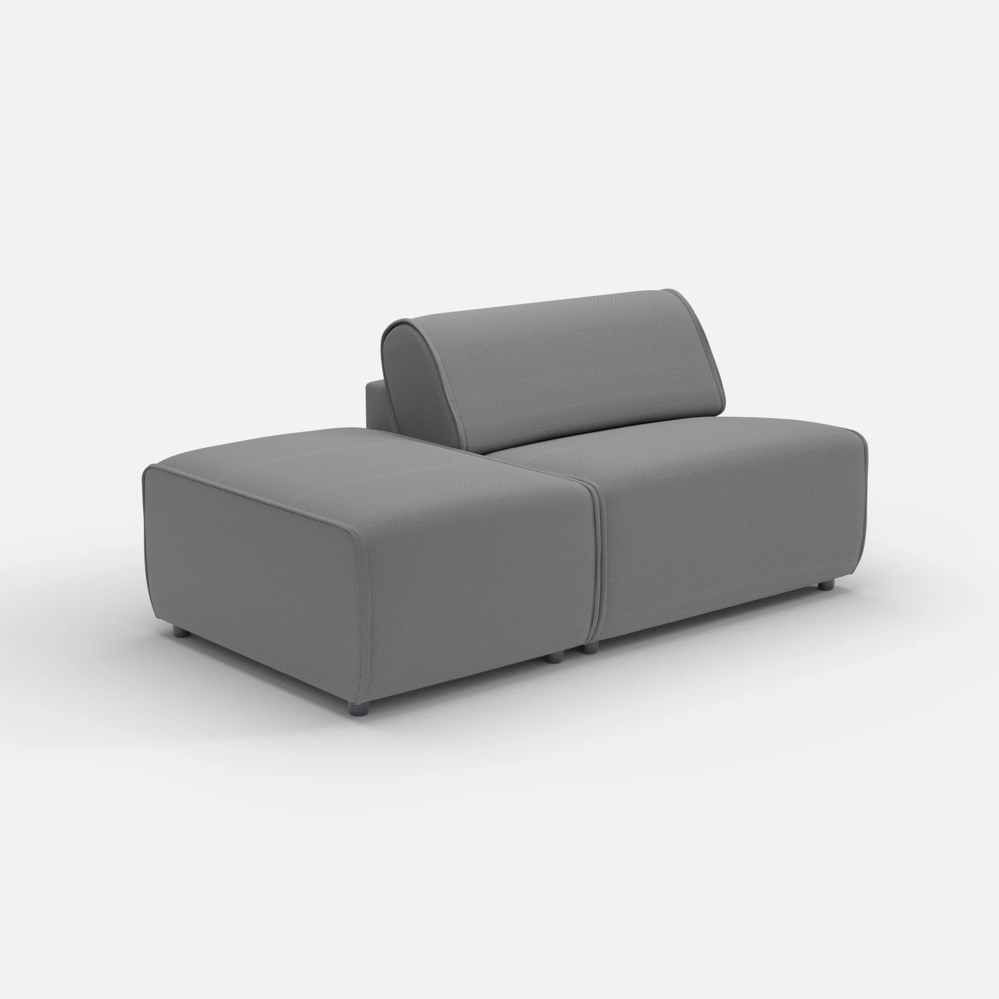 1 Sitzer Sofa Belleform mit offener Seite ohne Armlehne 1 novumkies in Mittelgrau von der Seite
