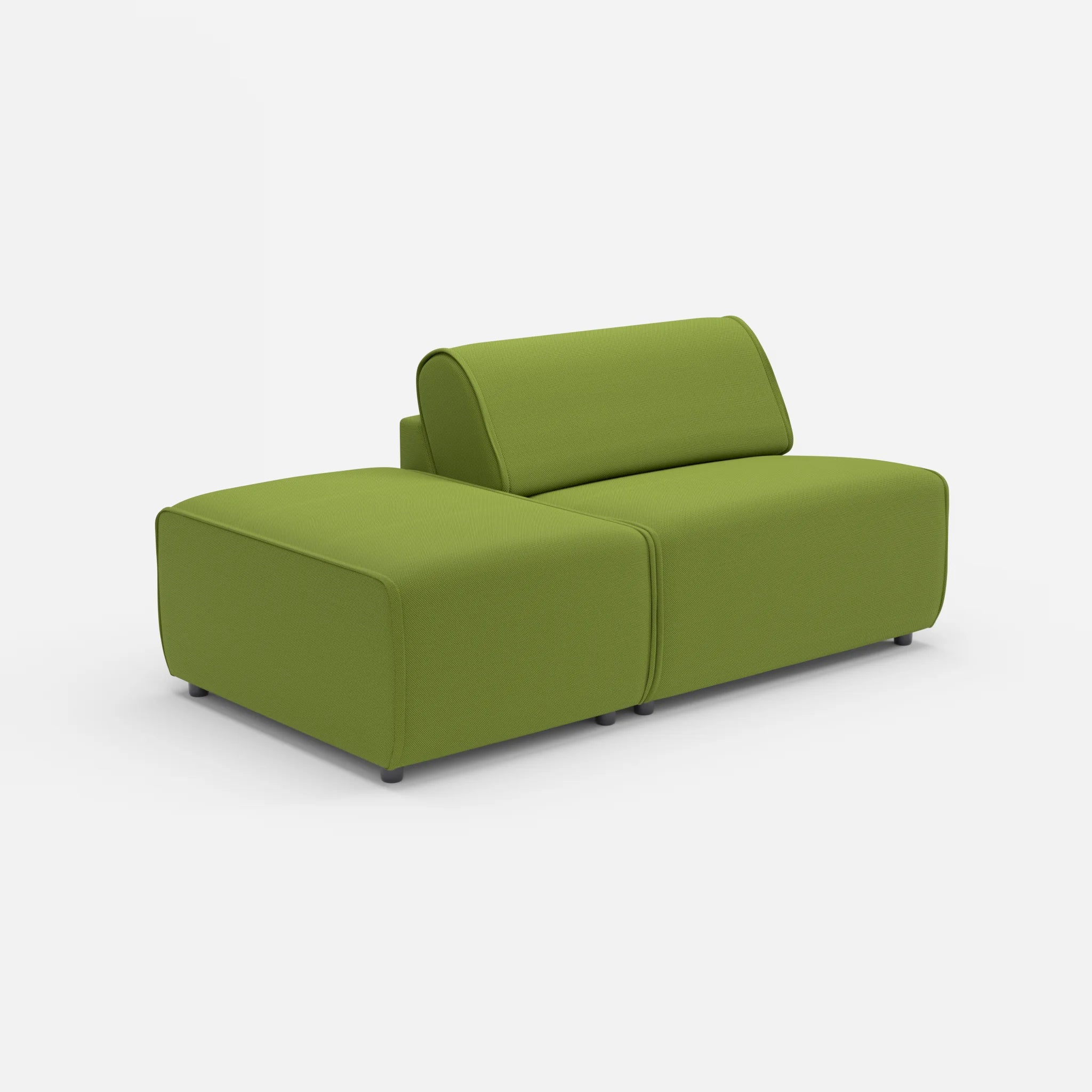 1 Sitzer Sofa Belleform mit offener Seite ohne Armlehne 1 novummoss in Grün von der Seite