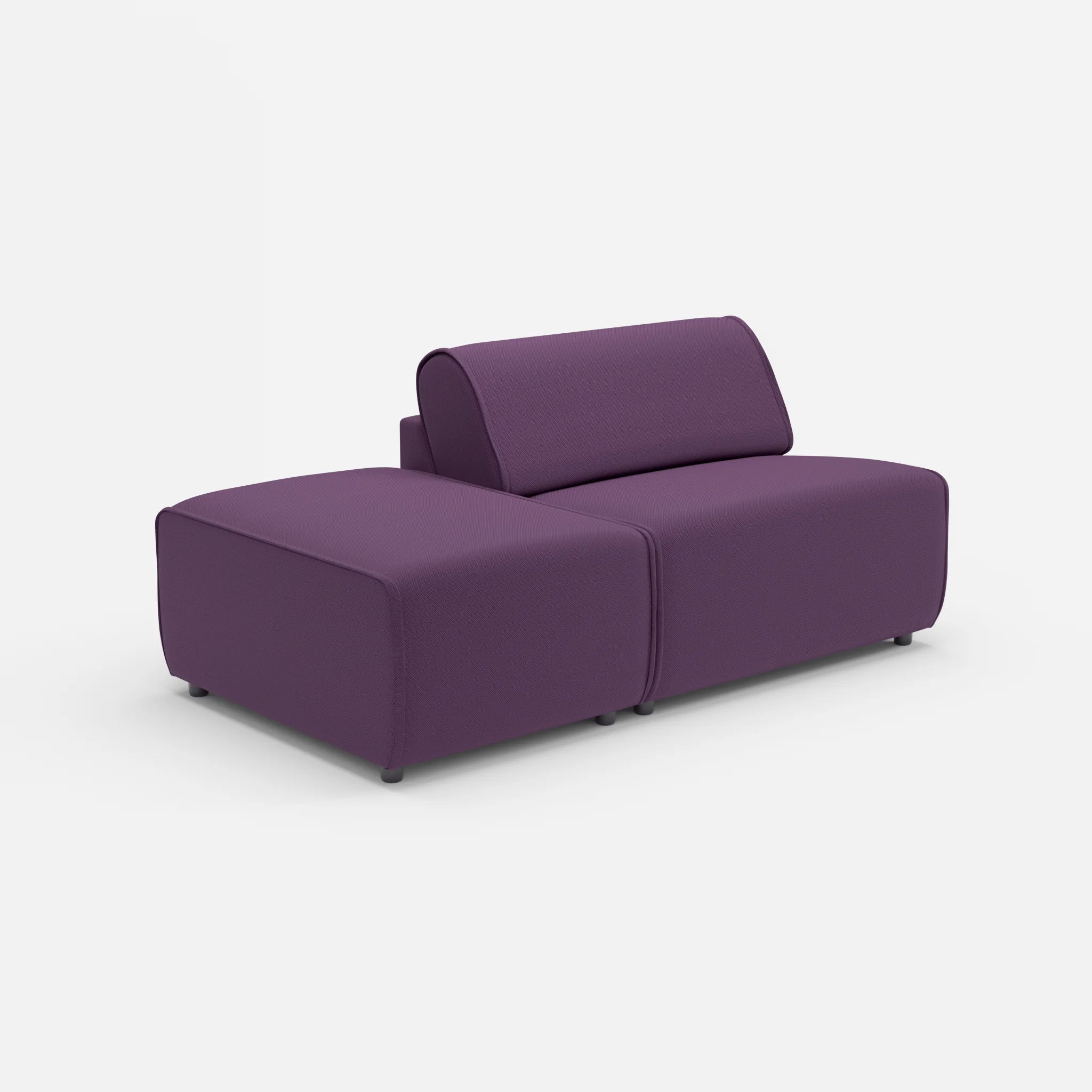 1 Sitzer Sofa Belleform mit offener Seite ohne Armlehne 1 novumprune in Violett von der Seite