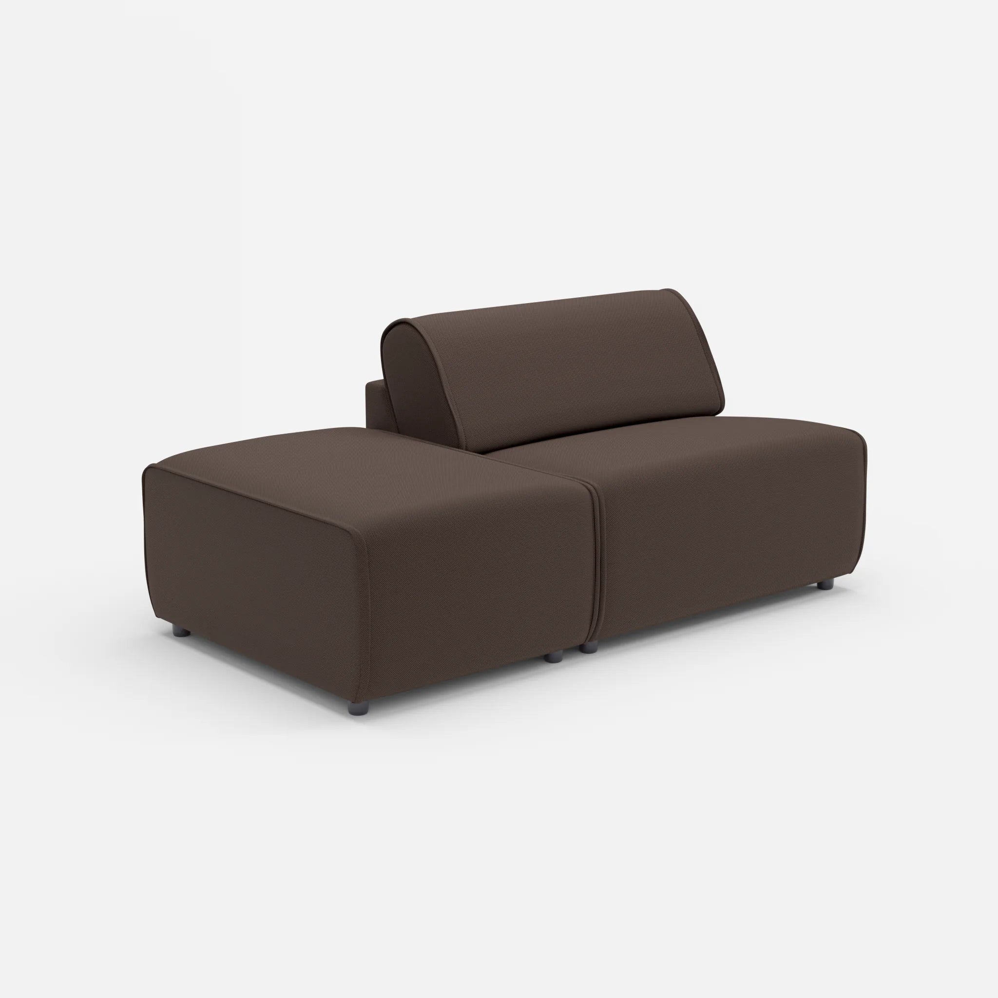 1 Sitzer Sofa Belleform mit offener Seite ohne Armlehne 1 novumrosewood in Dunkelbraun von der Seite