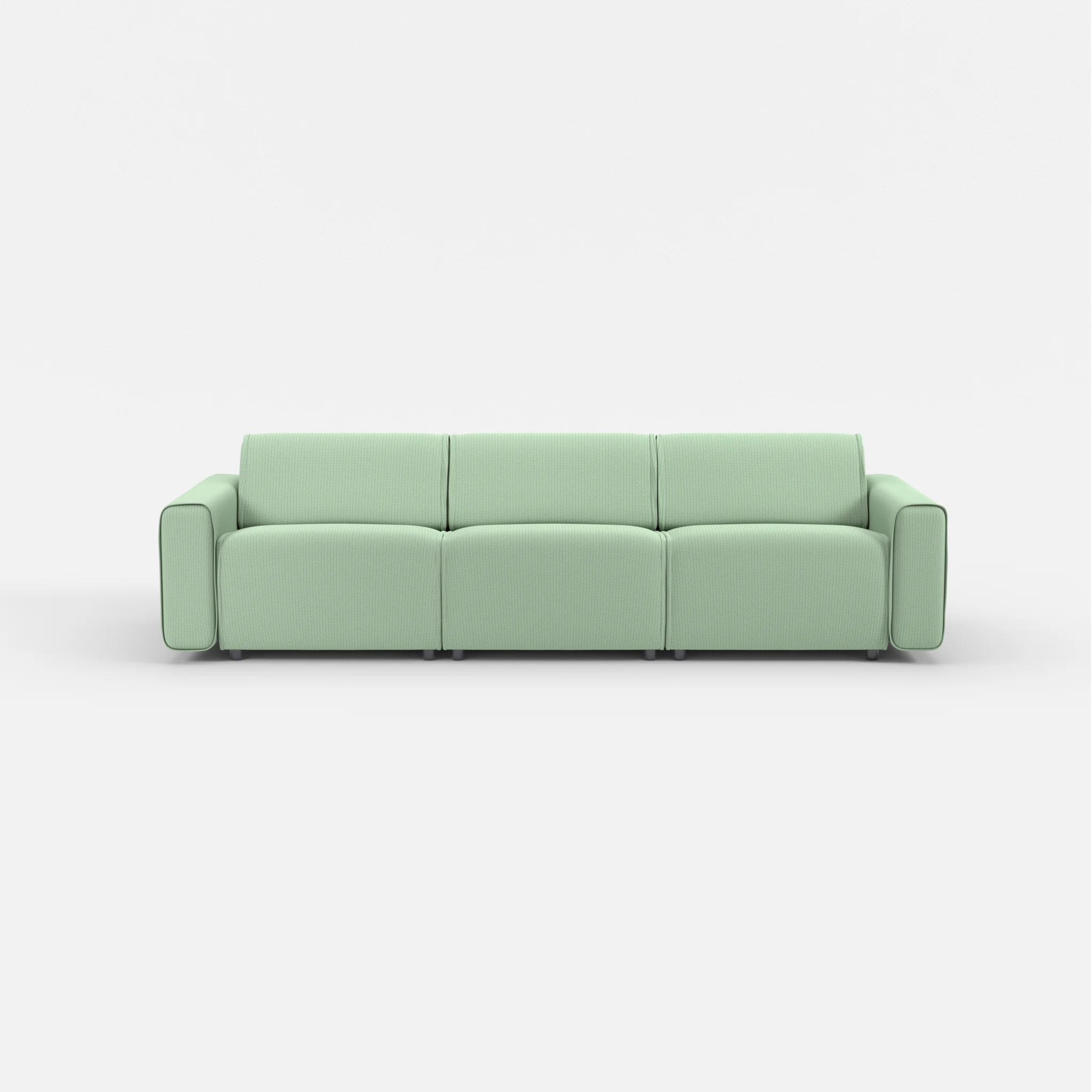 3 Sitzer Sofa Belleform mit breiter Armlehne 2 credoaloe in Hellgrün von vorne