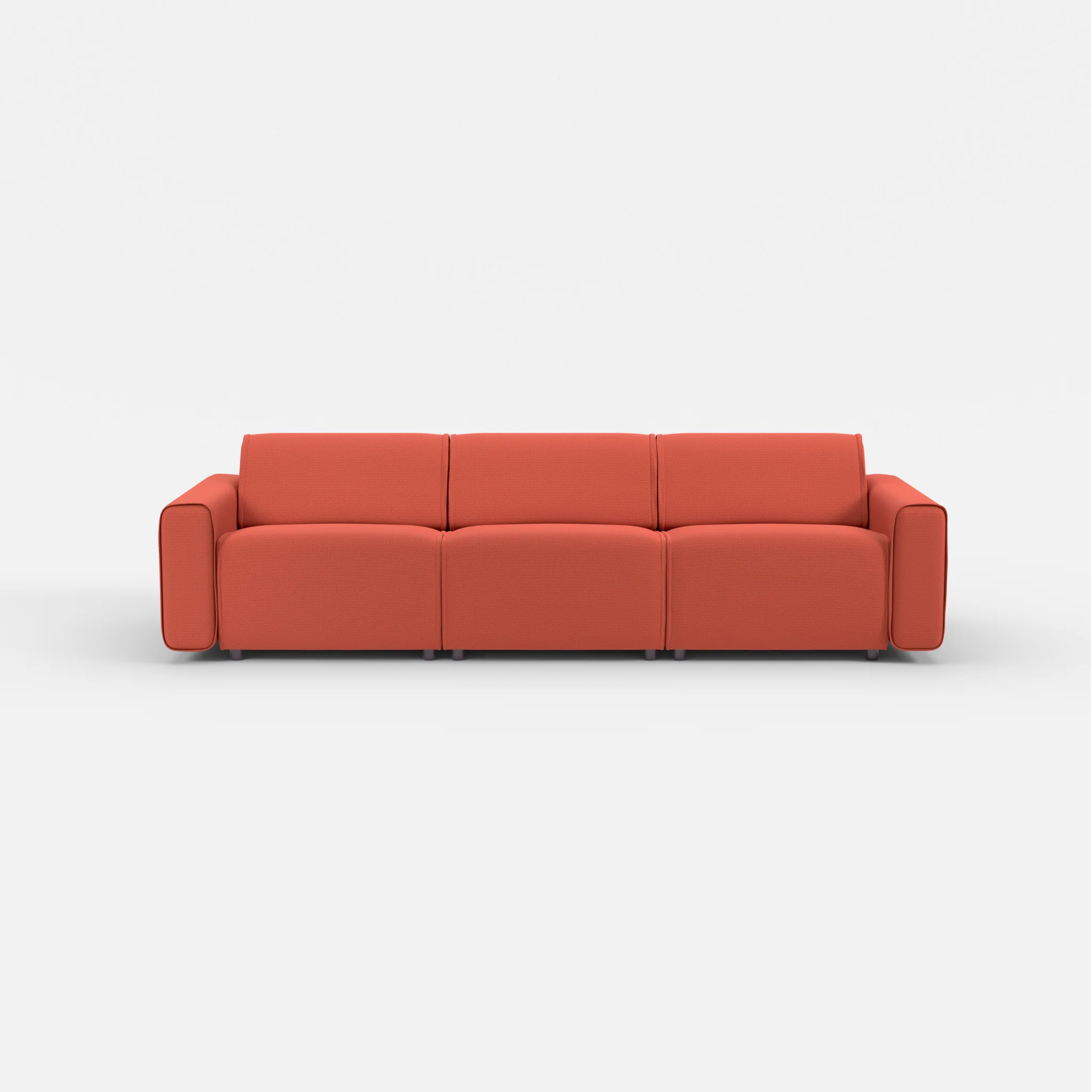 3 Sitzer Sofa Belleform mit breiter Armlehne 2 credolampion in Rot von vorne