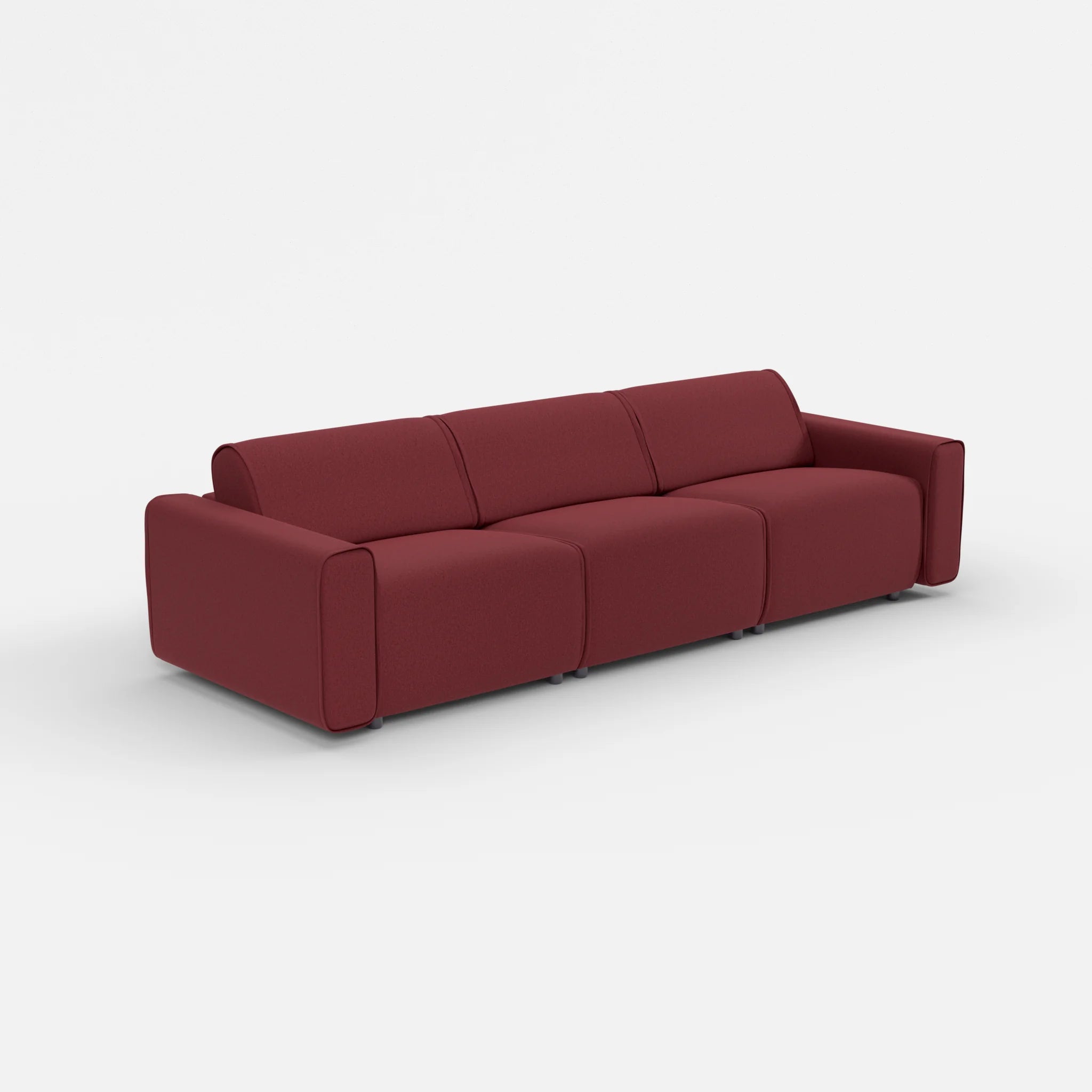3 Sitzer Sofa Belleform mit breiter Armlehne 2 dama0034 in Bordeaux von der Seite