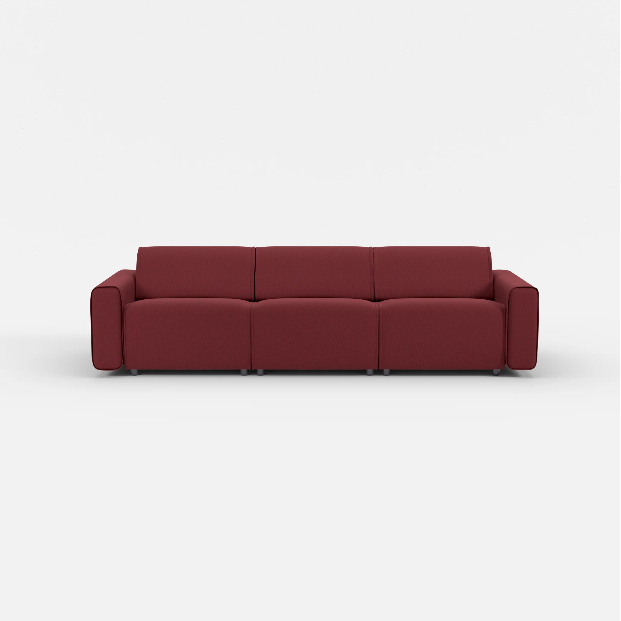 3 Sitzer Sofa Belleform mit breiter Armlehne 2 dama0034 in Bordeaux von vorne