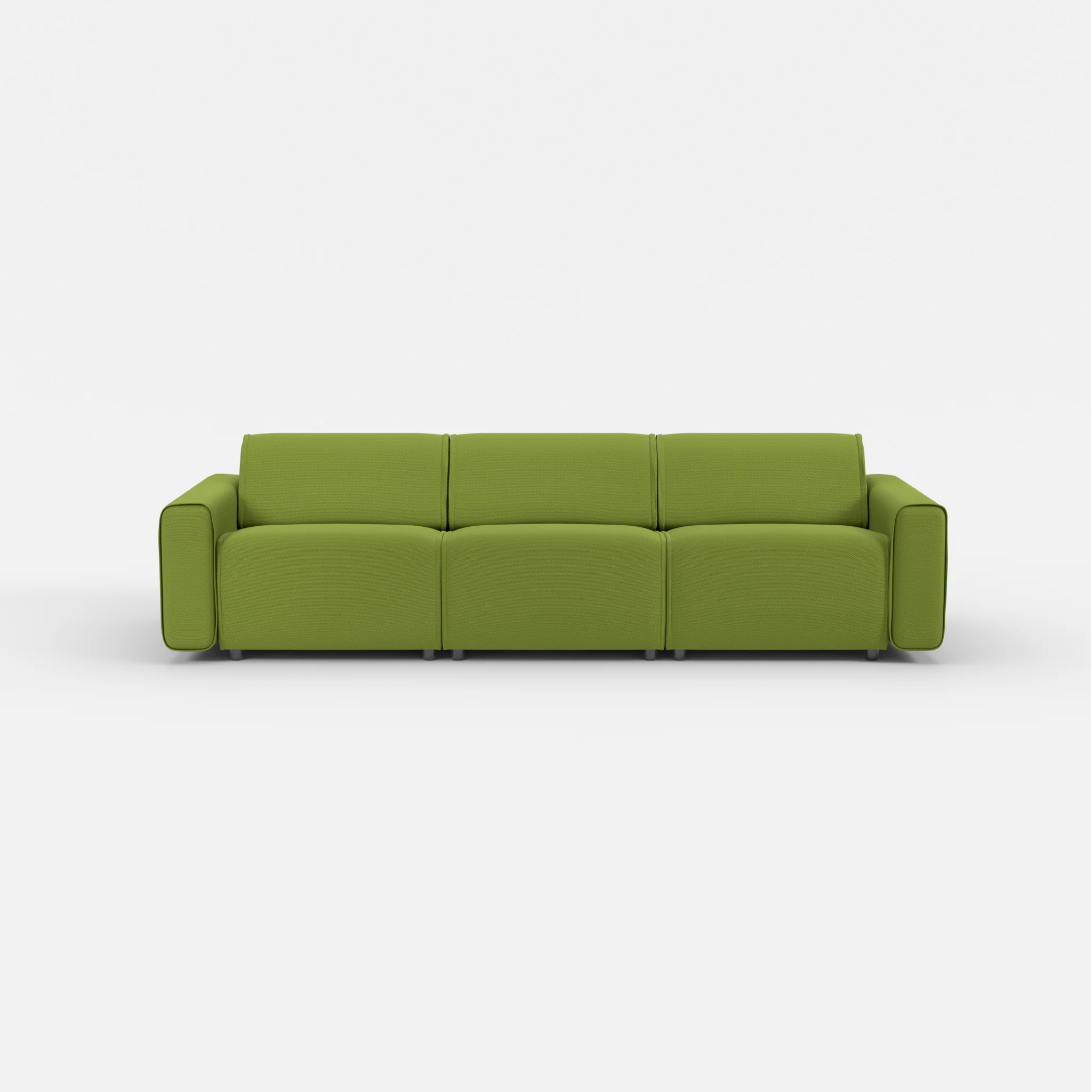 3 Sitzer Sofa Belleform mit breiter Armlehne 2 novummoss in Grün von vorne