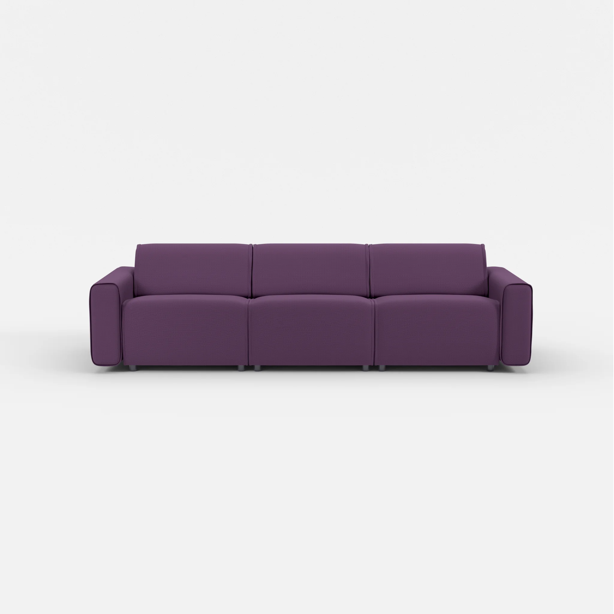 3 Sitzer Sofa Belleform mit breiter Armlehne 2 novumprune in Violett von vorne