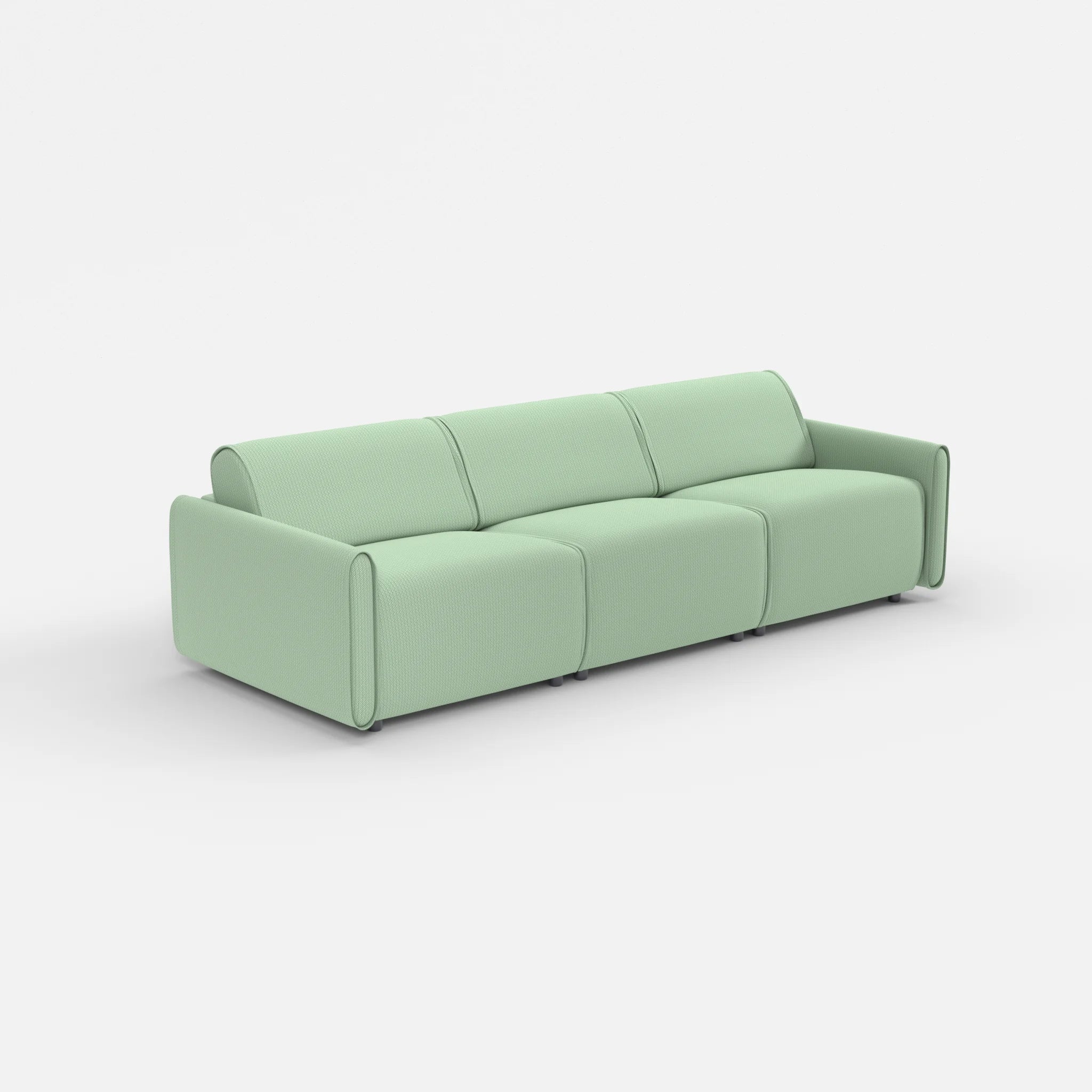 3 Sitzer Sofa Belleform mit schmaler Armlehne 2 credoaloe in Hellgrün von der Seite