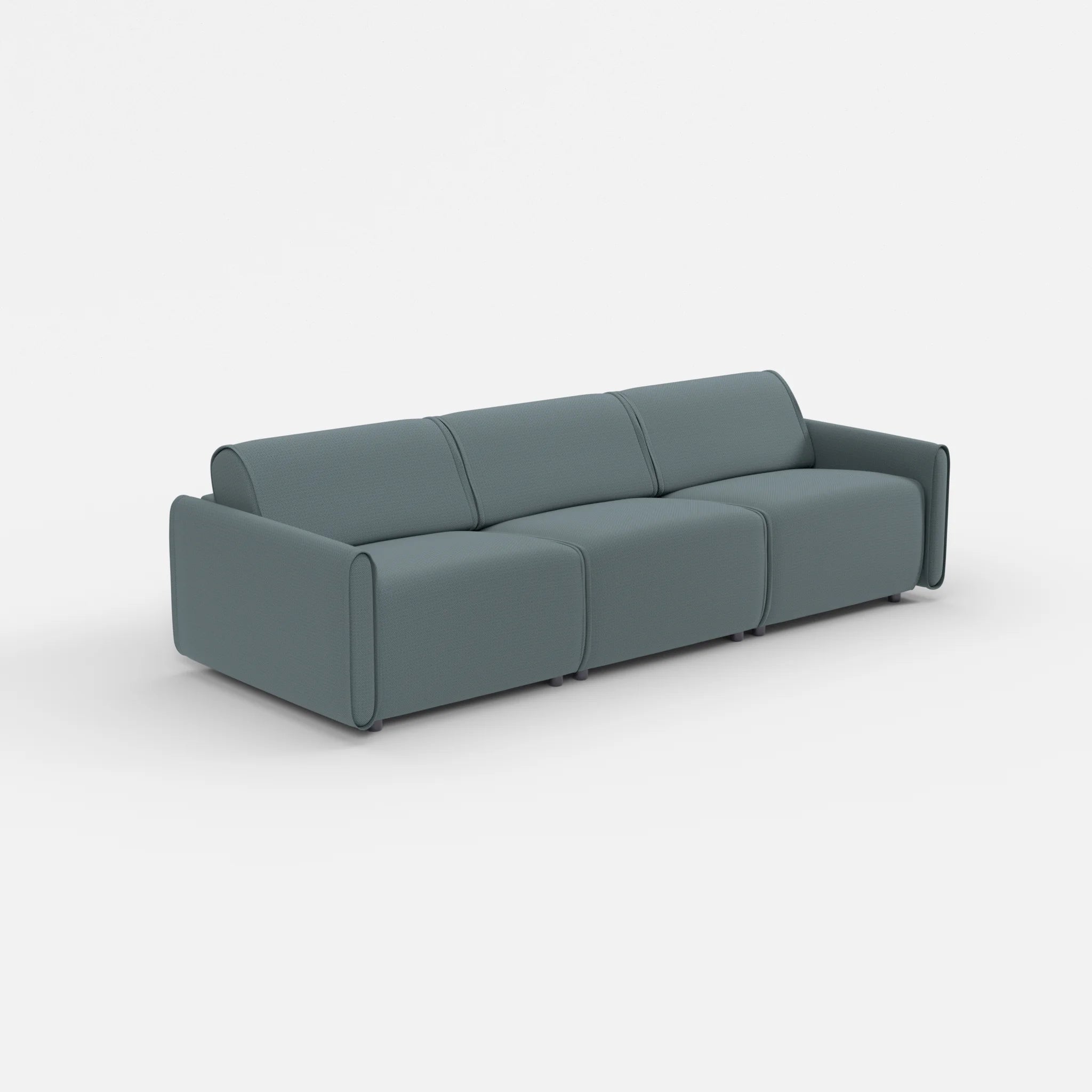 3 Sitzer Sofa Belleform mit schmaler Armlehne 2 credojaspis in Türkis von der Seite