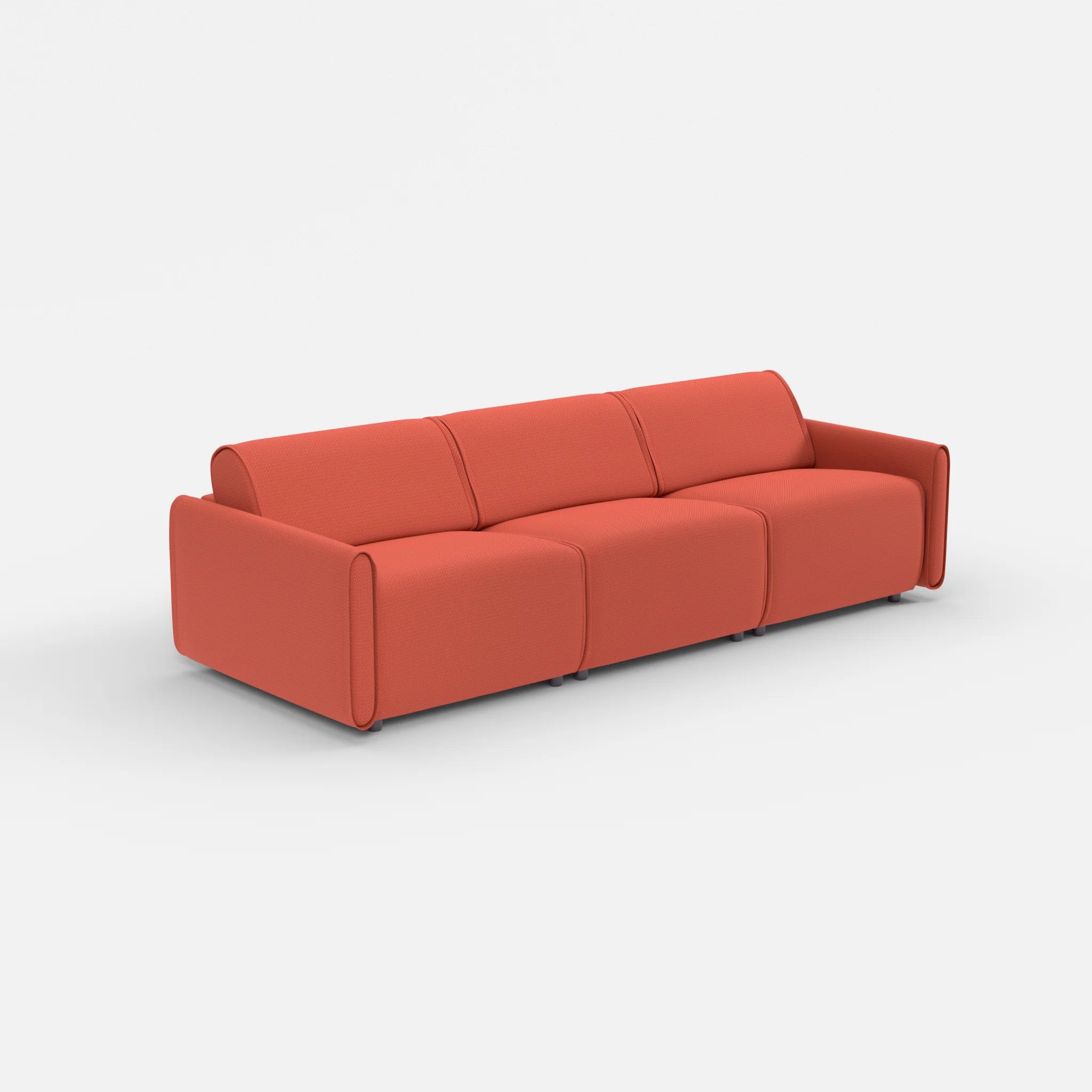 3 Sitzer Sofa Belleform mit schmaler Armlehne 2 credolampion in Rot von der Seite
