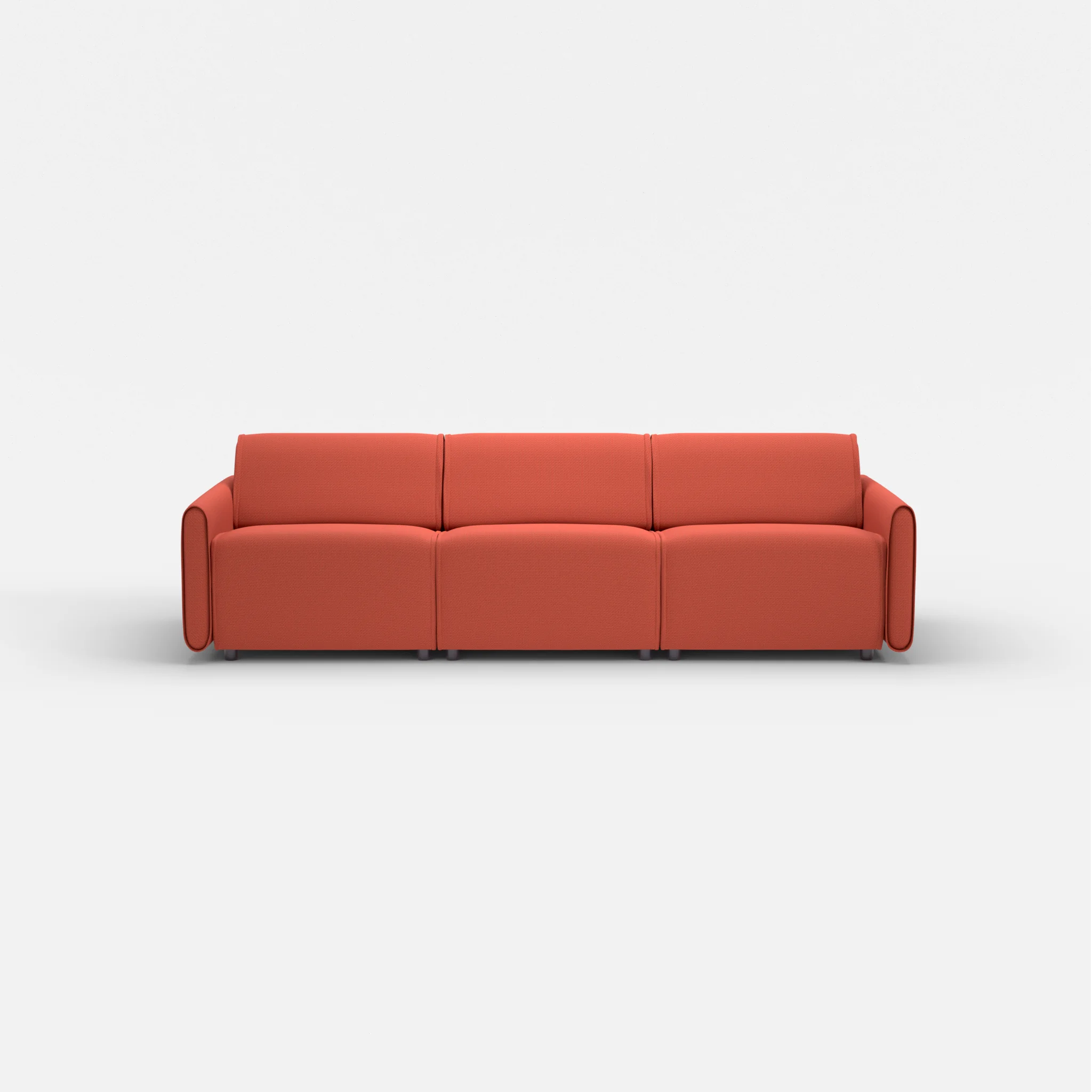3 Sitzer Sofa Belleform mit schmaler Armlehne 2 credolampion in Rot von vorne