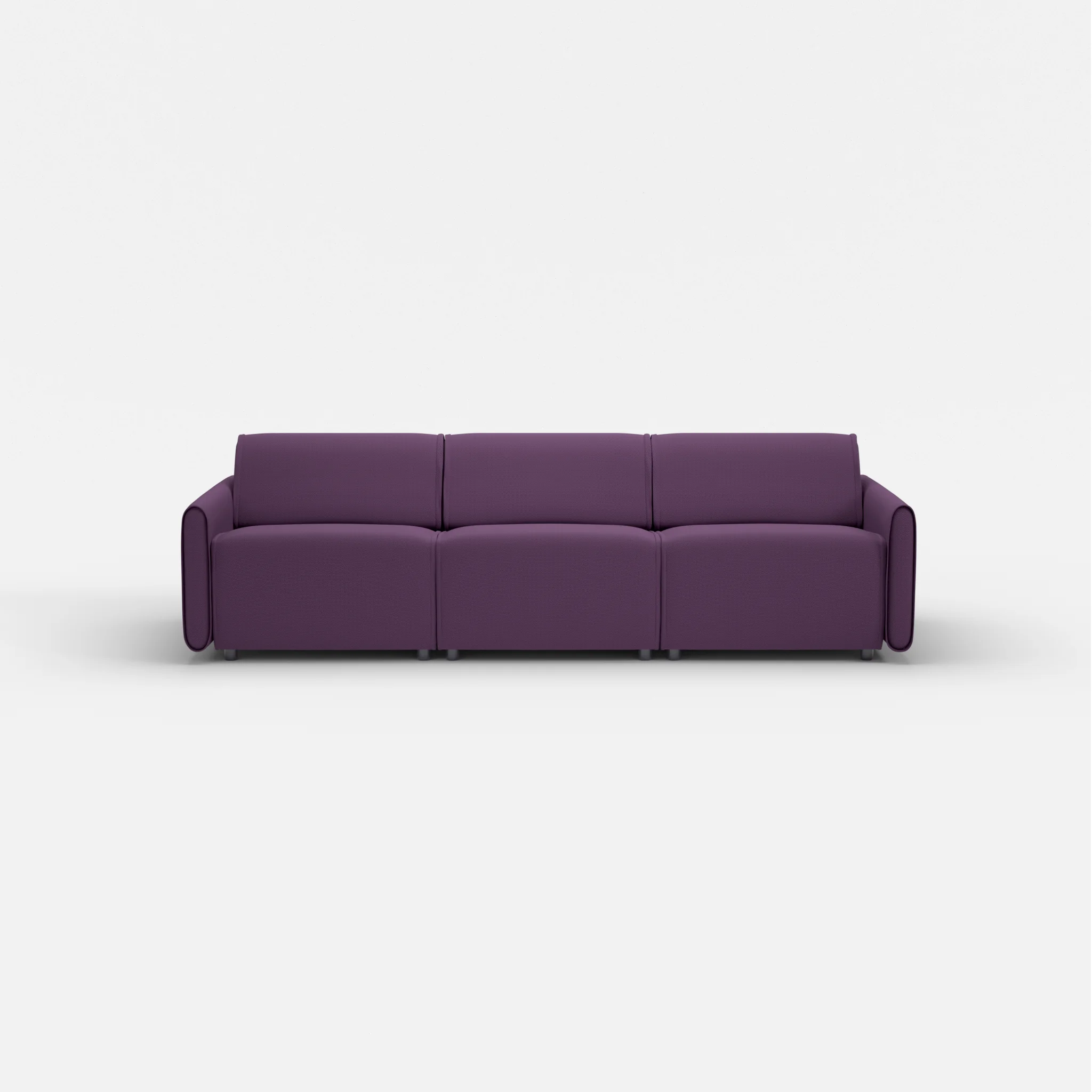3 Sitzer Sofa Belleform mit schmaler Armlehne 2 novumprune in Violett von vorne