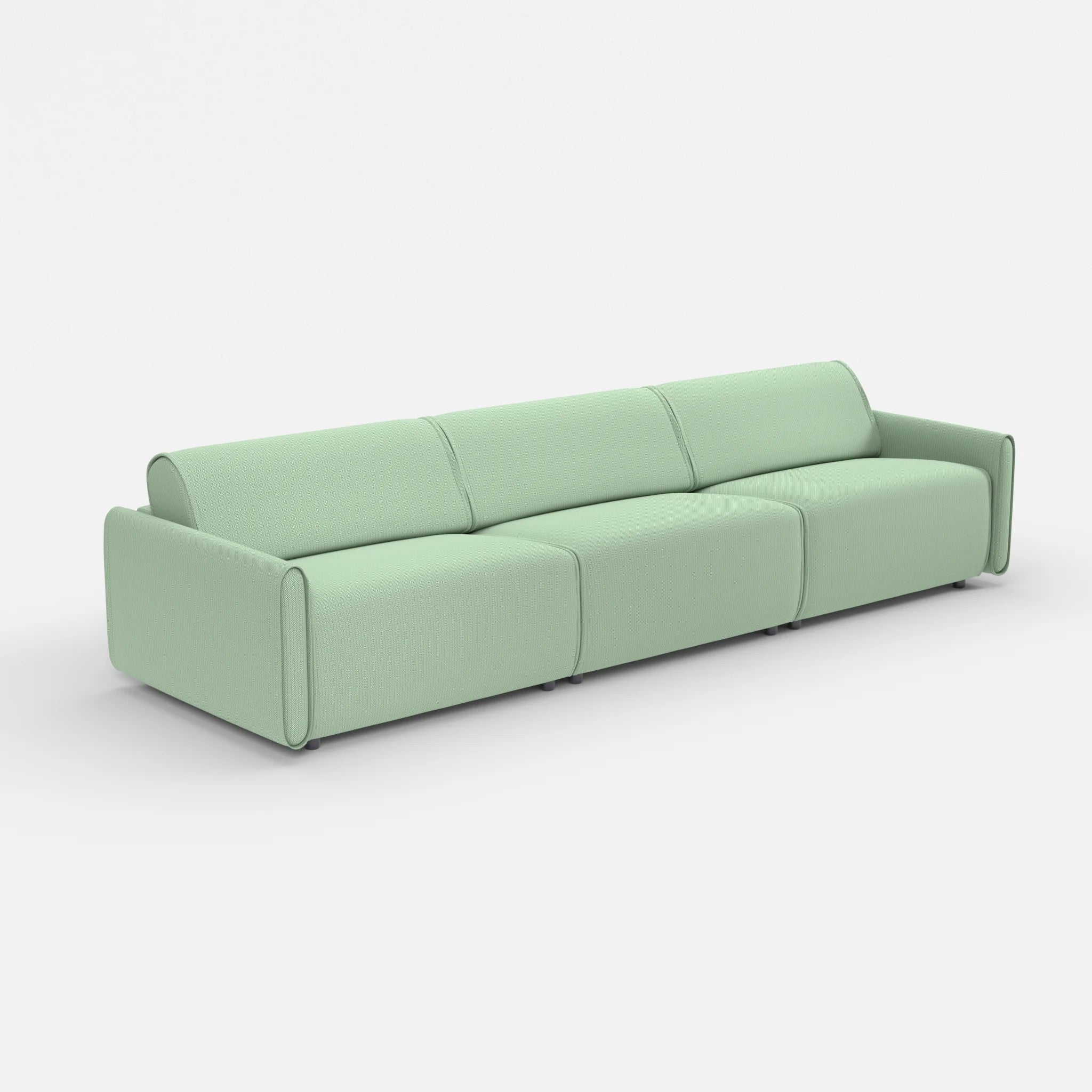 3 Sitzer Sofa Belleform mit schmaler Armlehne 4 credoaloe in Hellgrün von der Seite