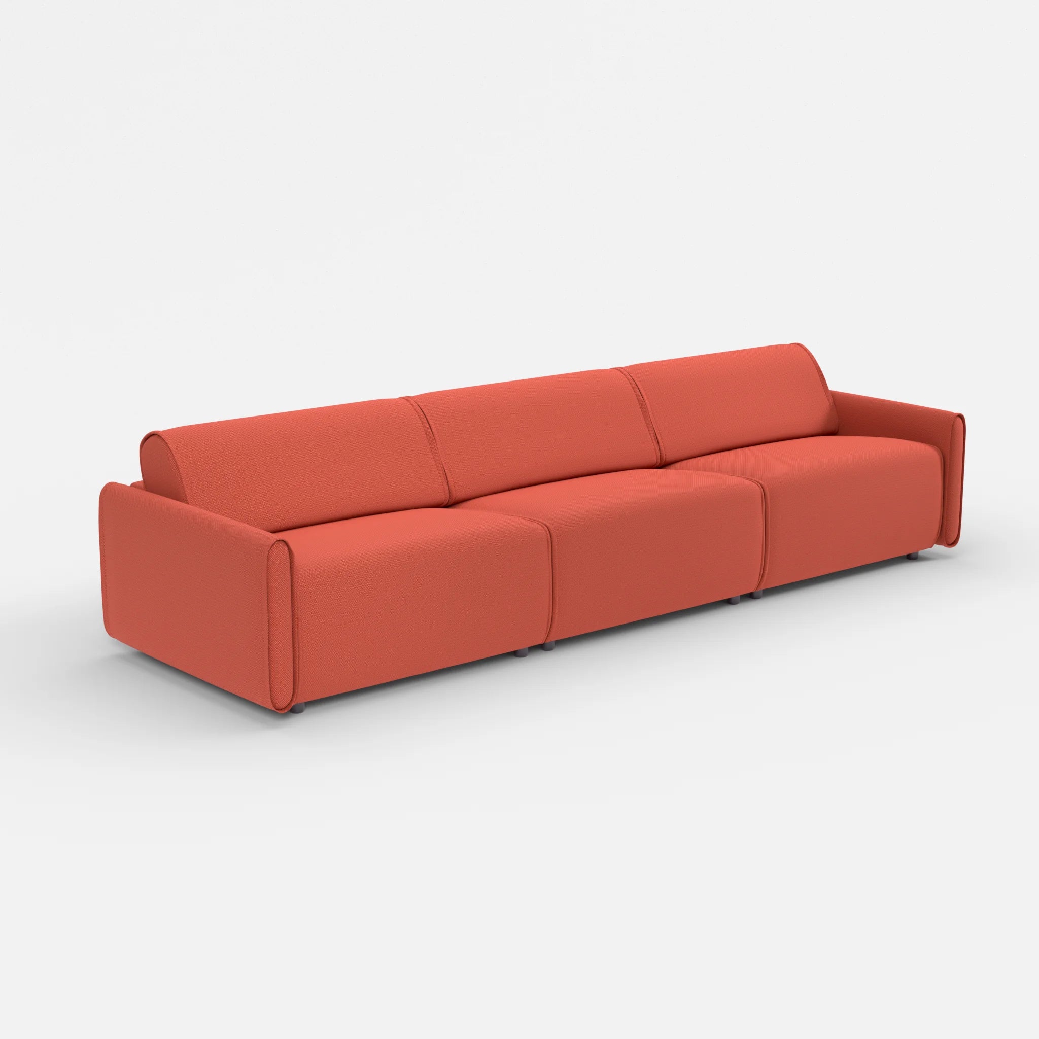 3 Sitzer Sofa Belleform mit schmaler Armlehne 4 credolampion in Rot von der Seite