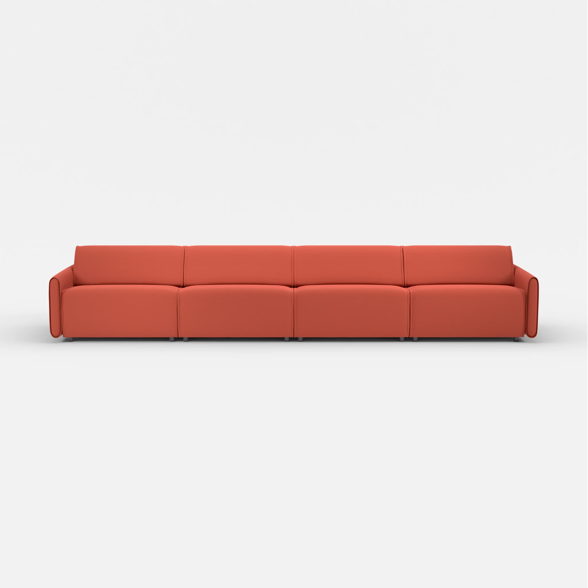 4 Sitzer Sofa Belleform mit schmaler Armlehne 4 credolampion in Rot von vorne