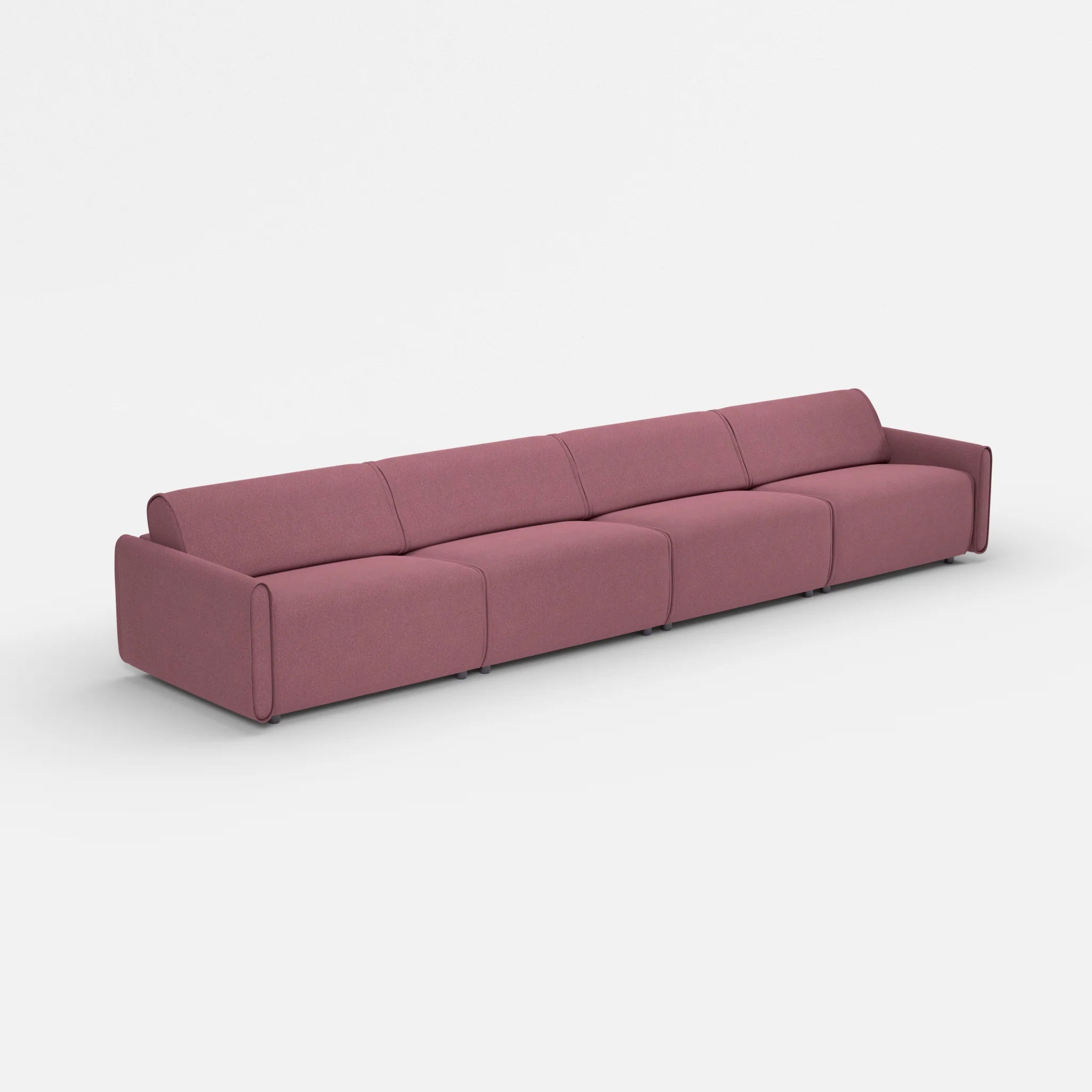 4 Sitzer Sofa Belleform mit schmaler Armlehne 4 dama0041 in Violett von der Seite