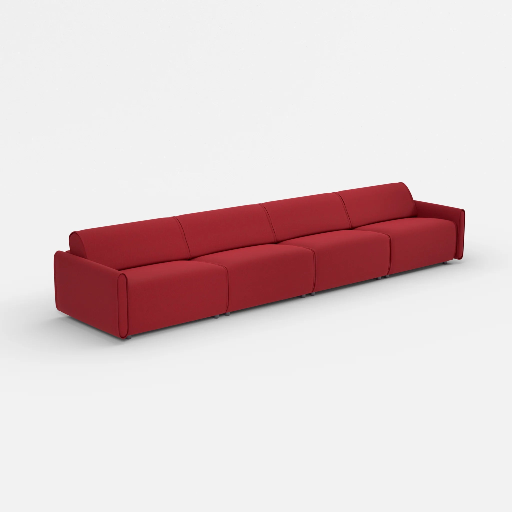 4 Sitzer Sofa Belleform mit schmaler Armlehne 4 dama0053 in Rot von der Seite