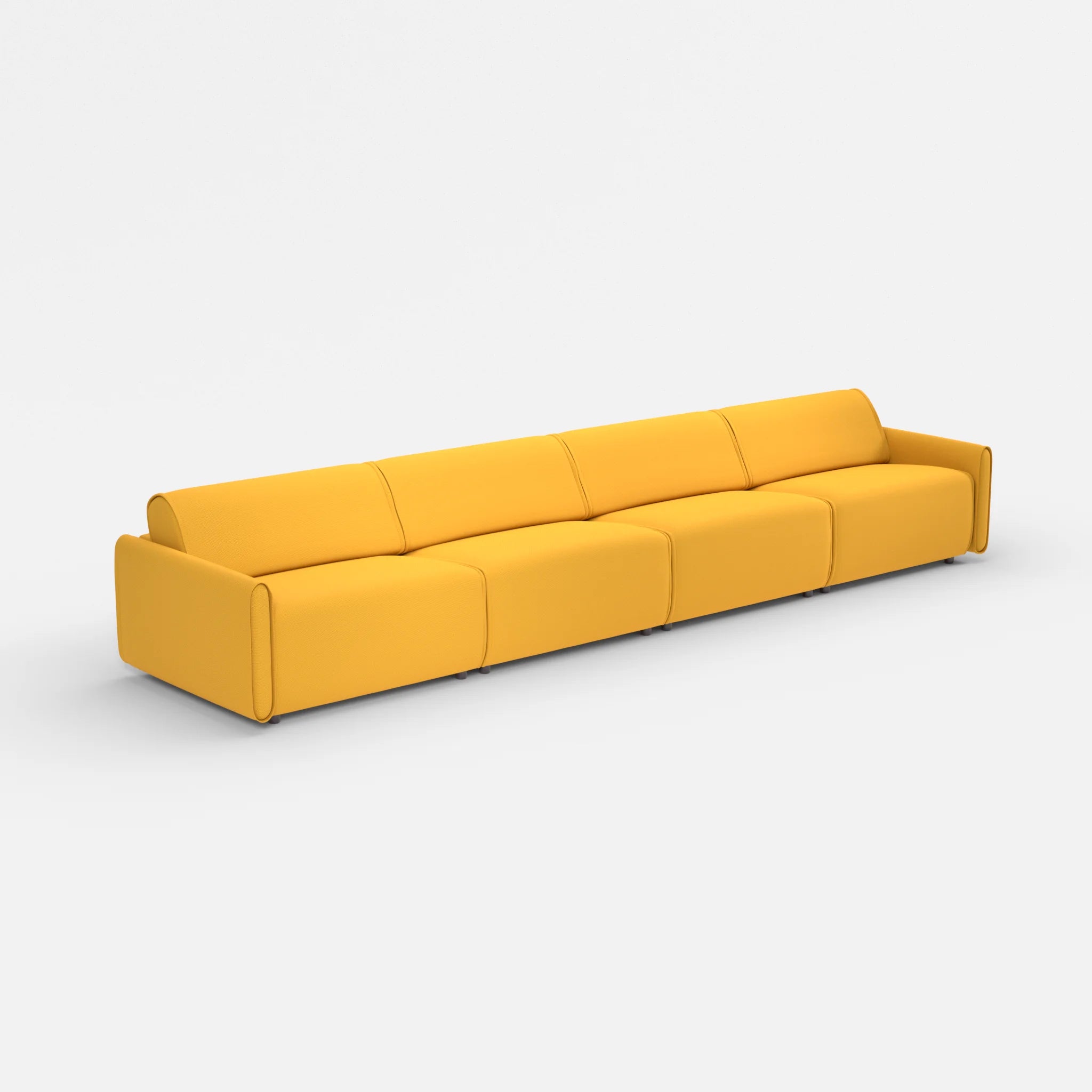 4 Sitzer Sofa Belleform mit schmaler Armlehne 4 novumcurry in Curry von der Seite