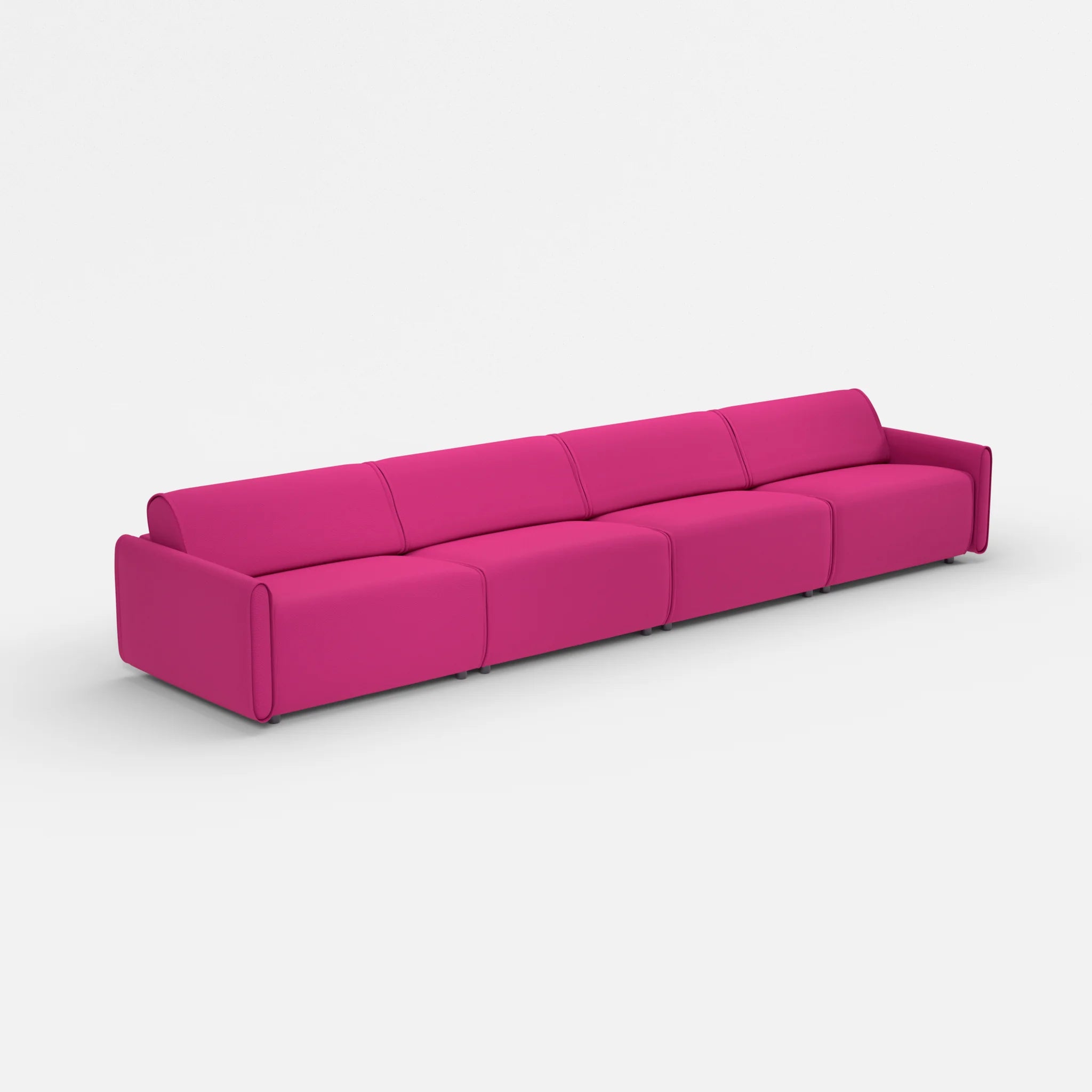 4 Sitzer Sofa Belleform mit schmaler Armlehne 4 novummagenta in Magenta von der Seite
