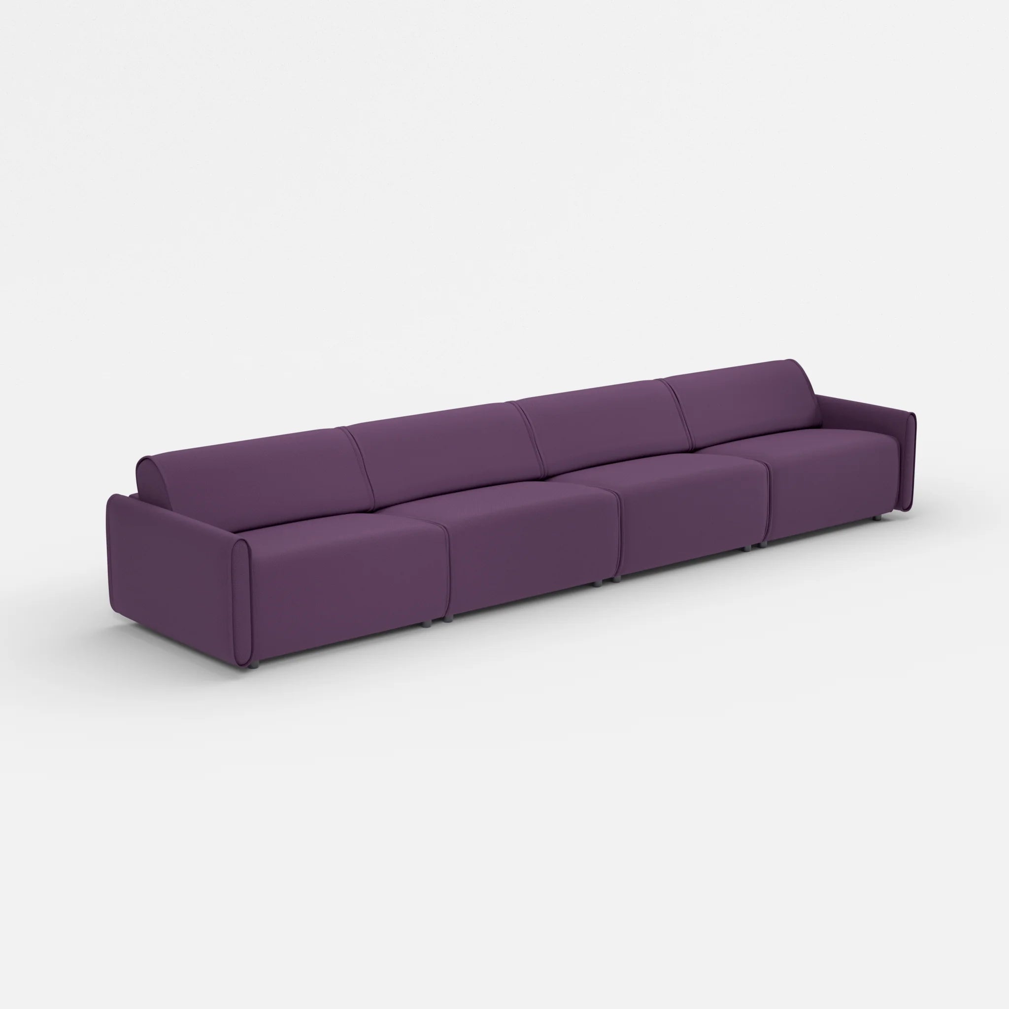 4 Sitzer Sofa Belleform mit schmaler Armlehne 4 novumprune in Violett von der Seite
