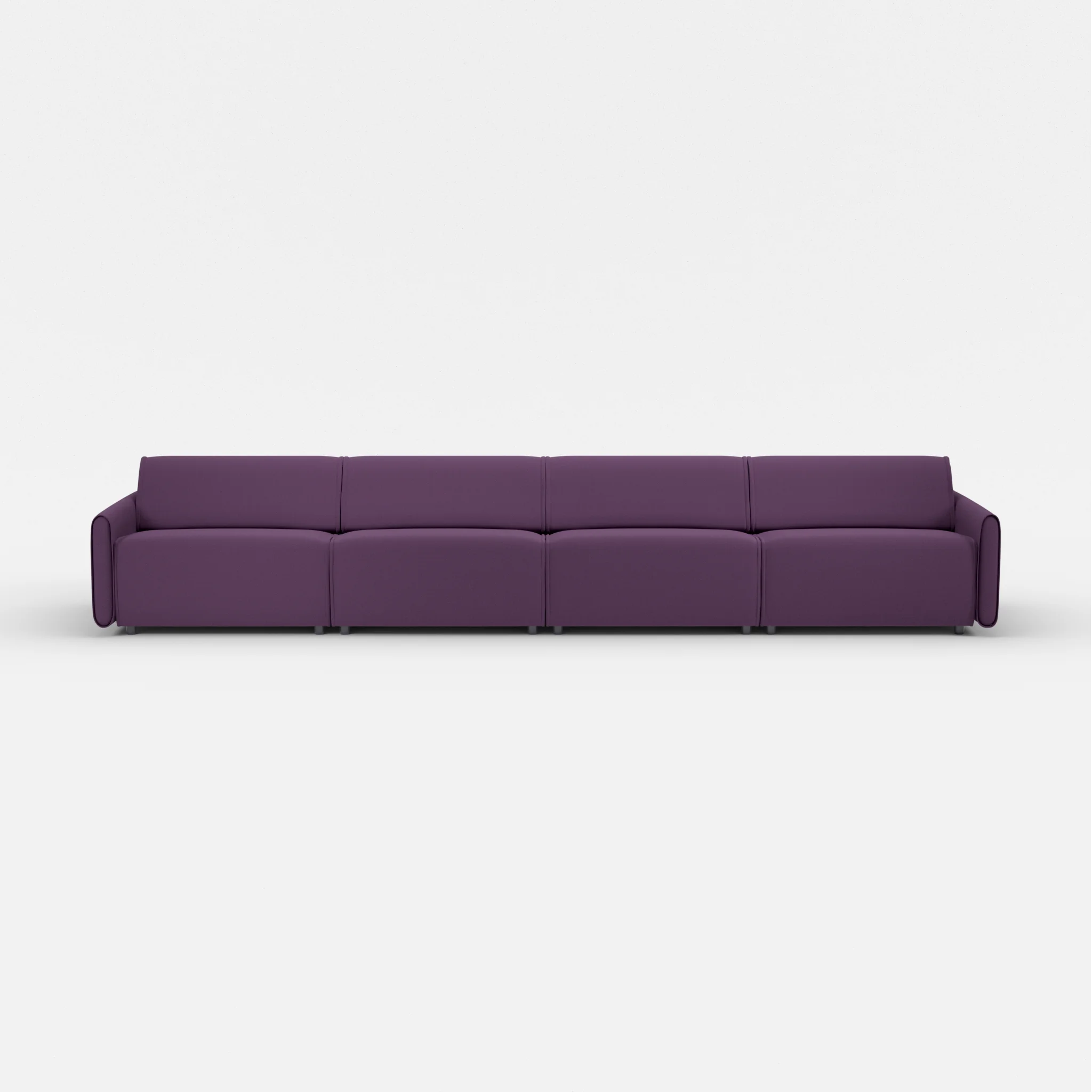 4 Sitzer Sofa Belleform mit schmaler Armlehne 4 novumprune in Violett von vorne