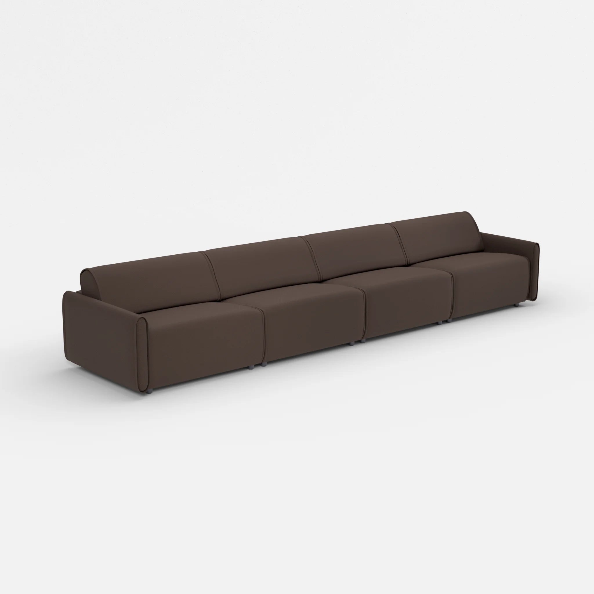 4 Sitzer Sofa Belleform mit schmaler Armlehne 4 novumrosewood in Dunkelbraun von der Seite