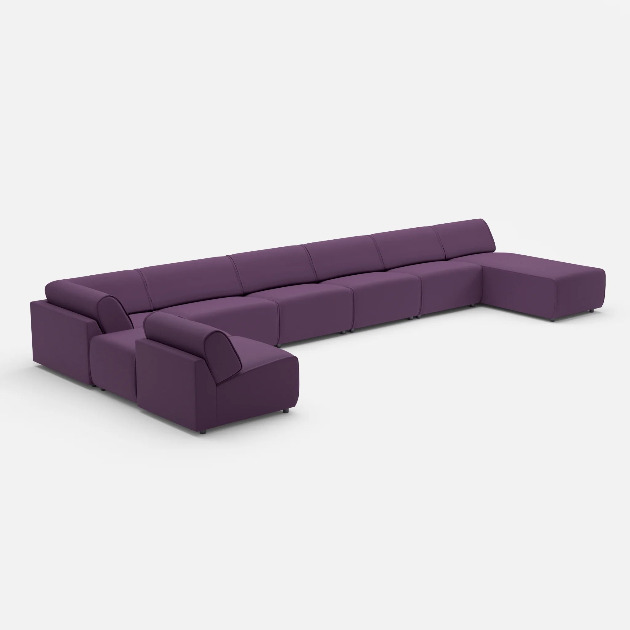 Sofalandschaft Belleform ohne Armlehnen 1 novumprune in Violett von der Seite
