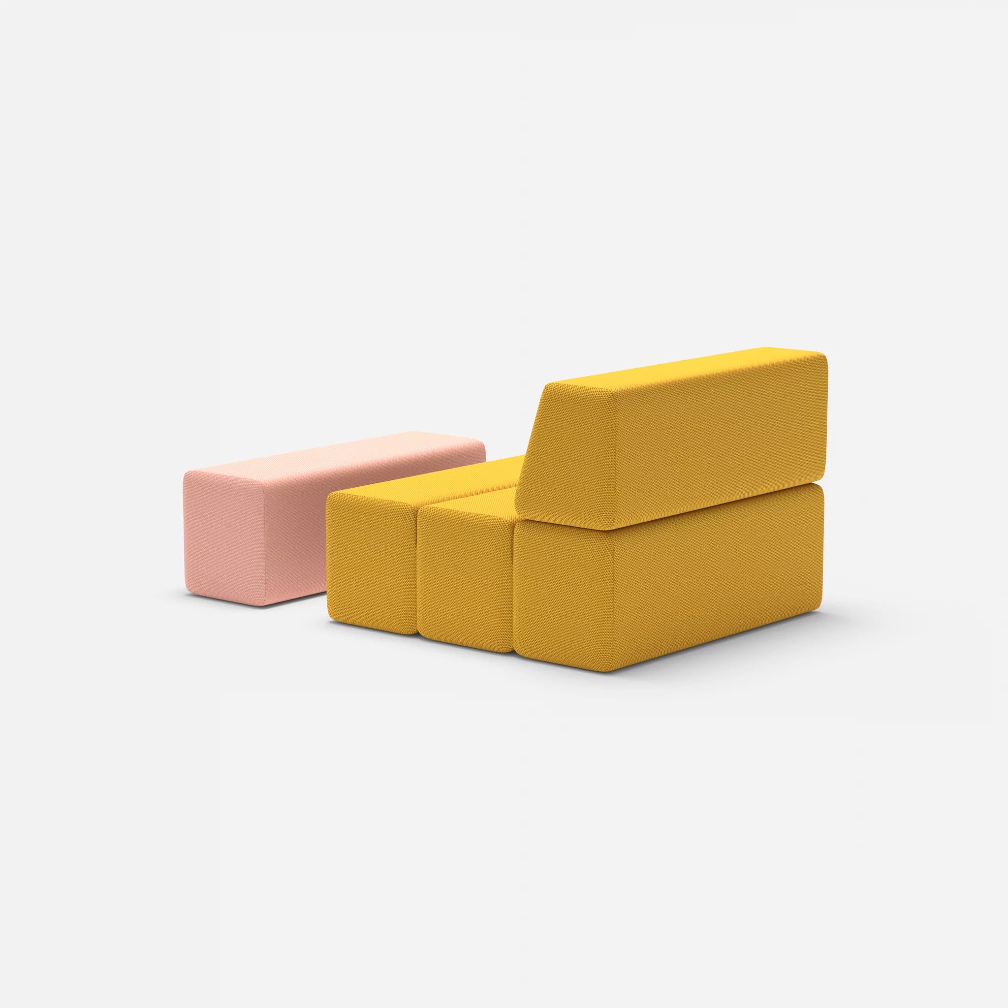 1 Sitzer Sofa Bricks 4 novumcurry-novumflamingo in Curry und Flamingo von hinten