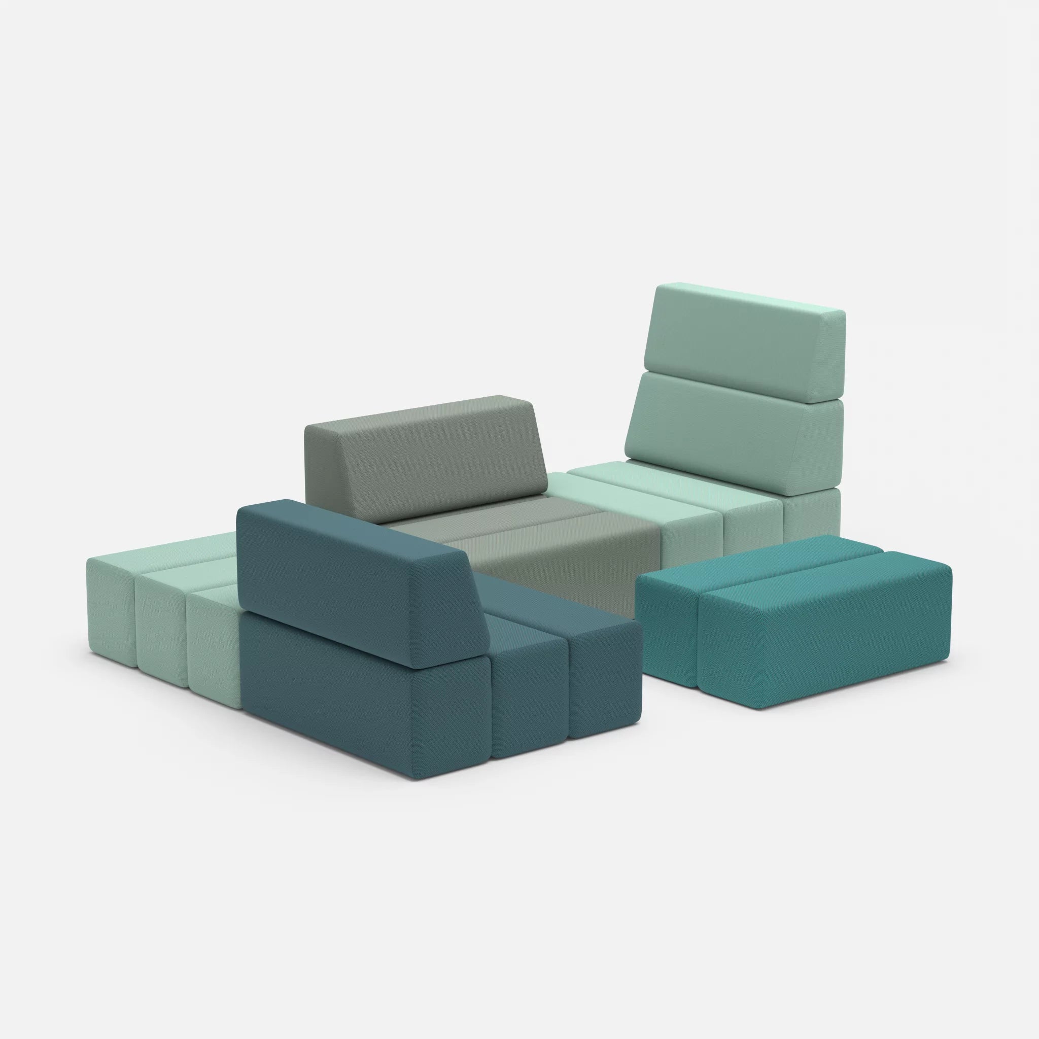 Ecksofa Bricks 2 novumlagoon-novumdelphi in Graublau und Graublau von der Seite