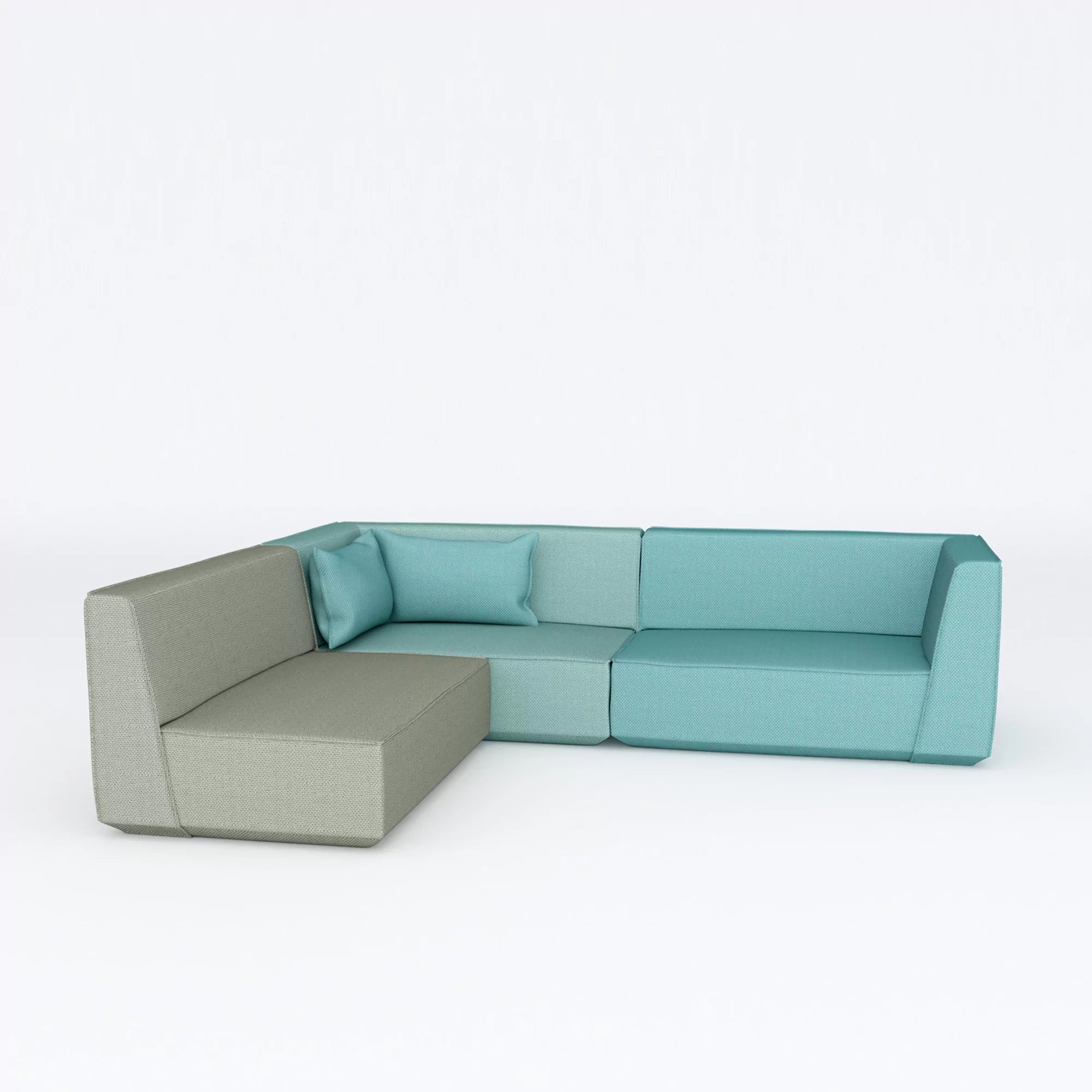 Kommunikativ: das L Sofa in Blau-Grau