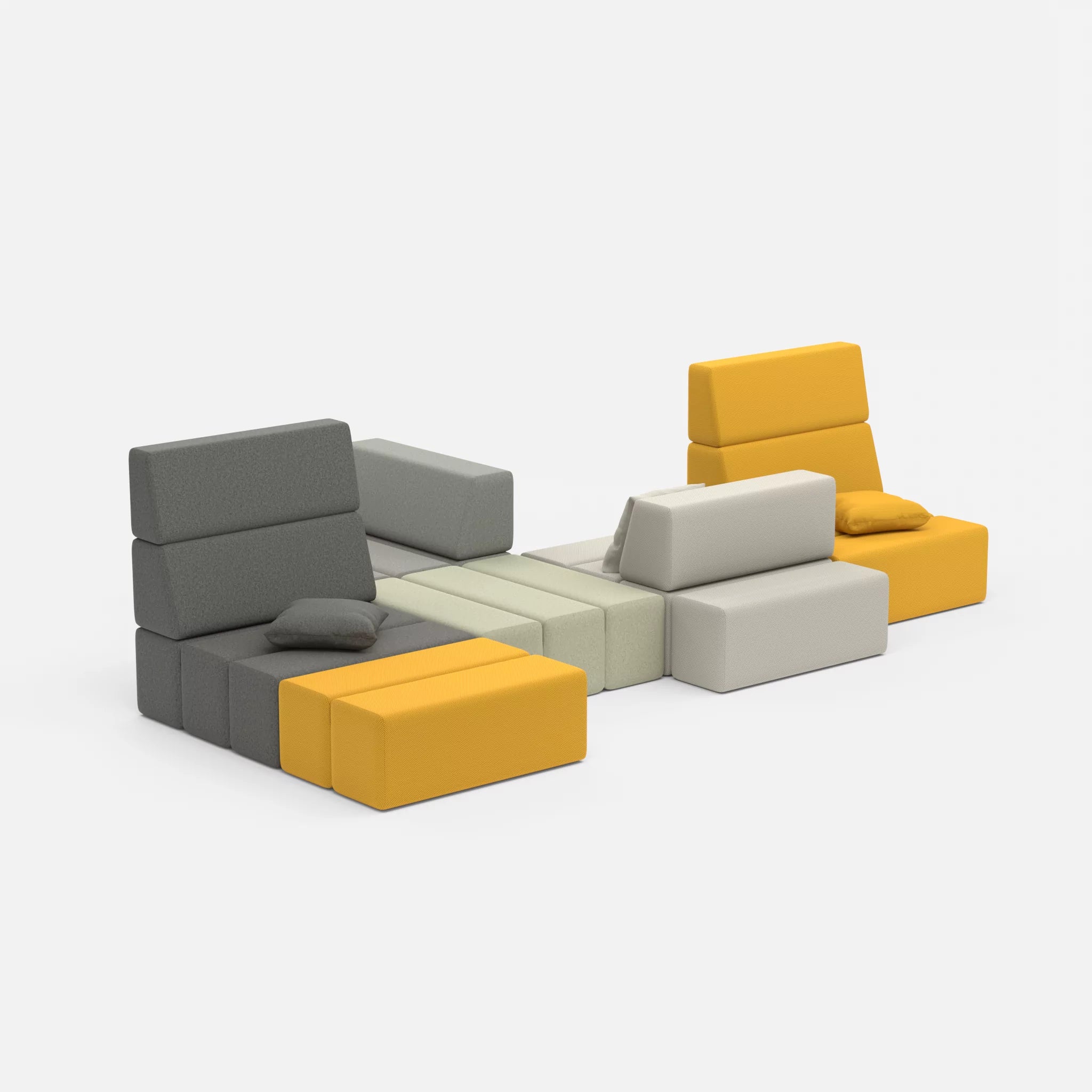 Sofalandschaft Bricks 8 dama0003-novumkies in Mittelgrau und Mittelgrau von der Seite