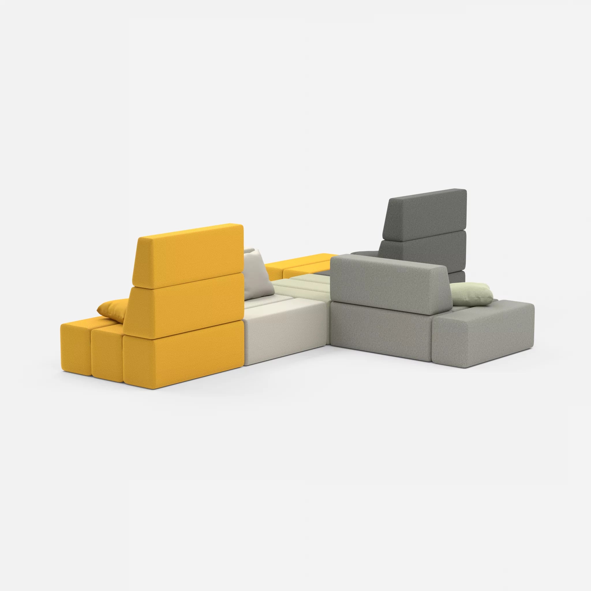 Sofalandschaft Bricks 8 dama0003-novumkies in Mittelgrau und Mittelgrau von hinten