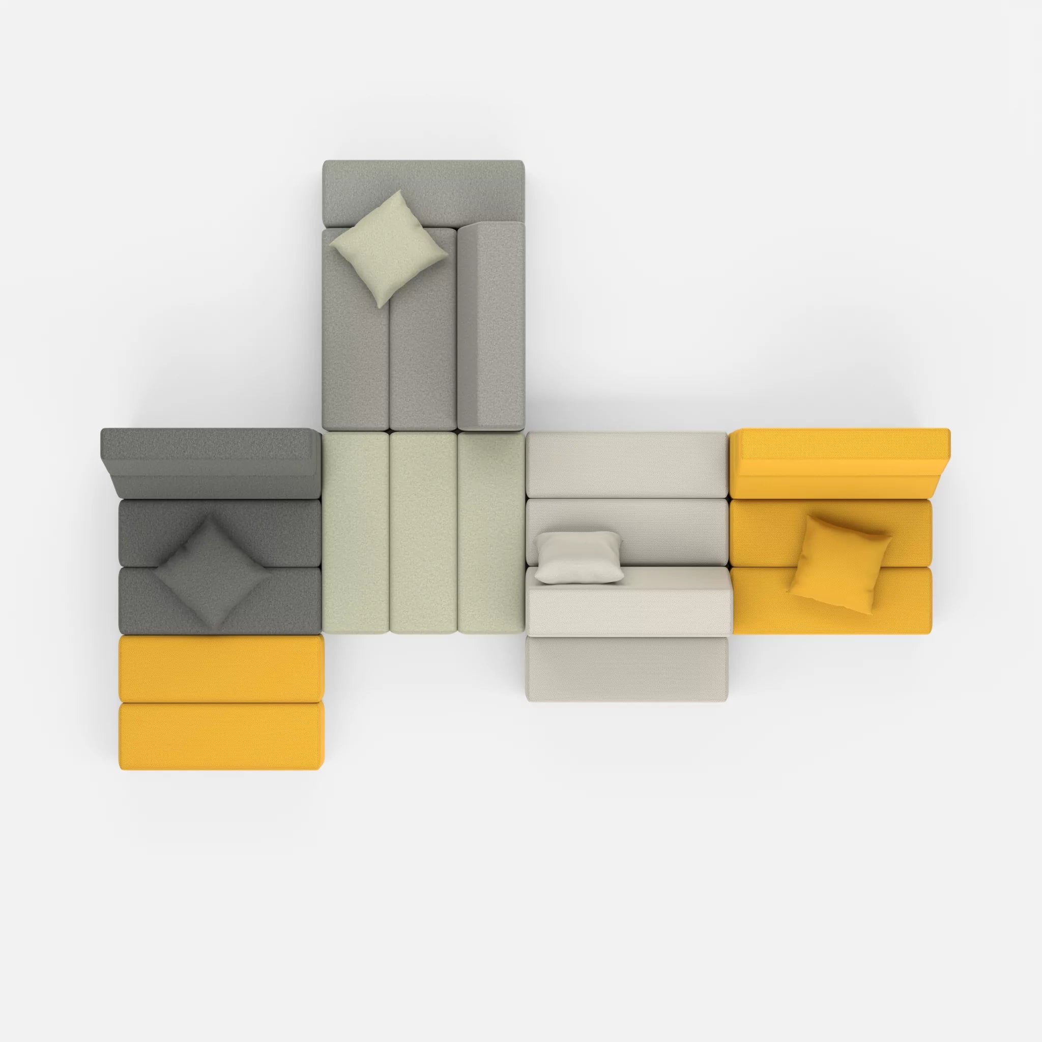 Sofalandschaft Bricks 8 dama0003-novumkies in Mittelgrau und Mittelgrau von oben