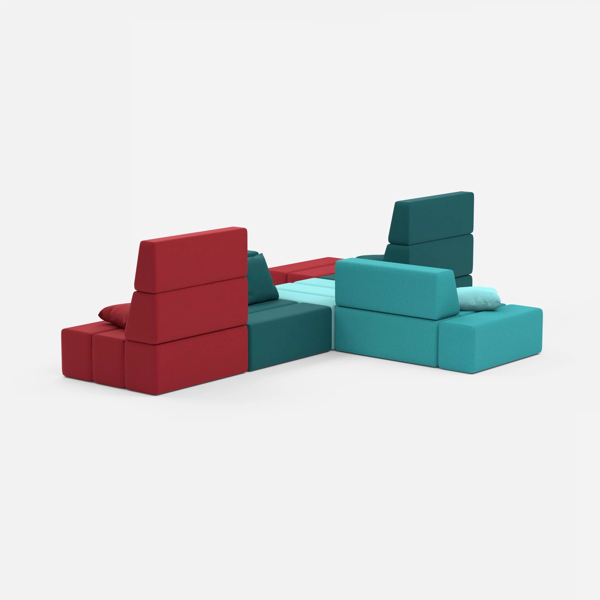 Sofalandschaft Bricks 8 dama0076-dama0018 in Türkis und Türkis von hinten