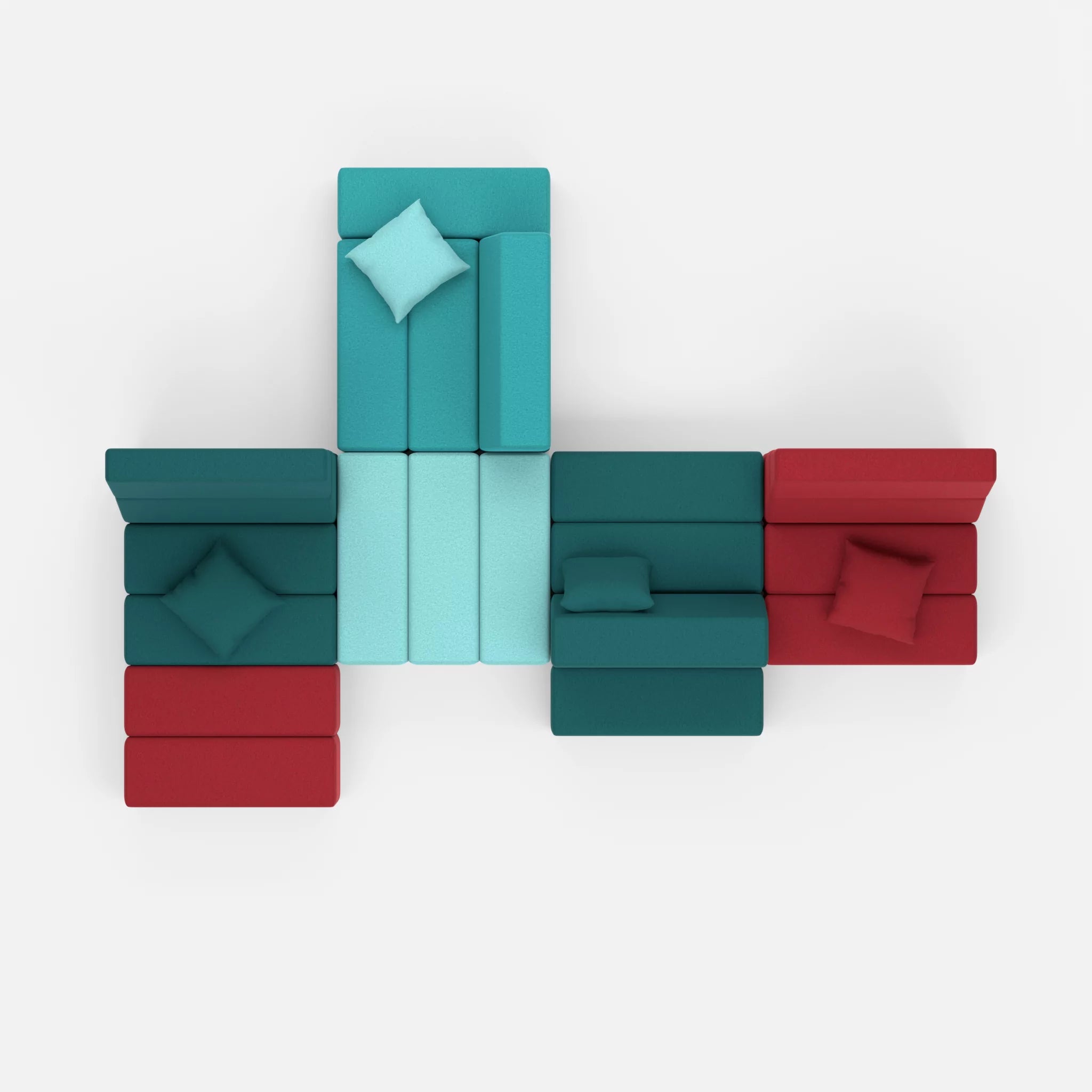 Sofalandschaft Bricks 8 dama0076-dama0018 in Türkis und Türkis von oben