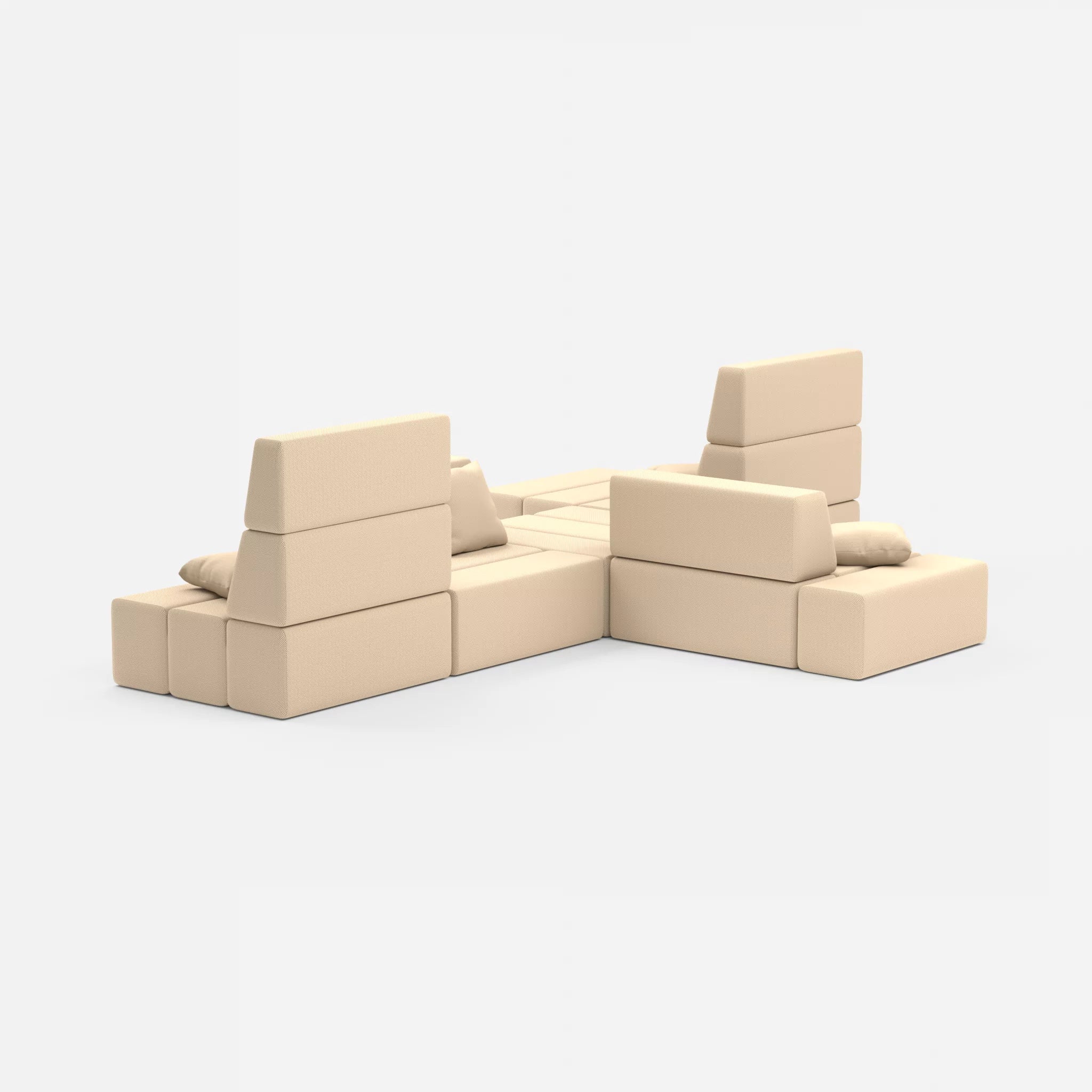 Sofalandschaft Bricks 8 novumcocos in Hellbraun von hinten